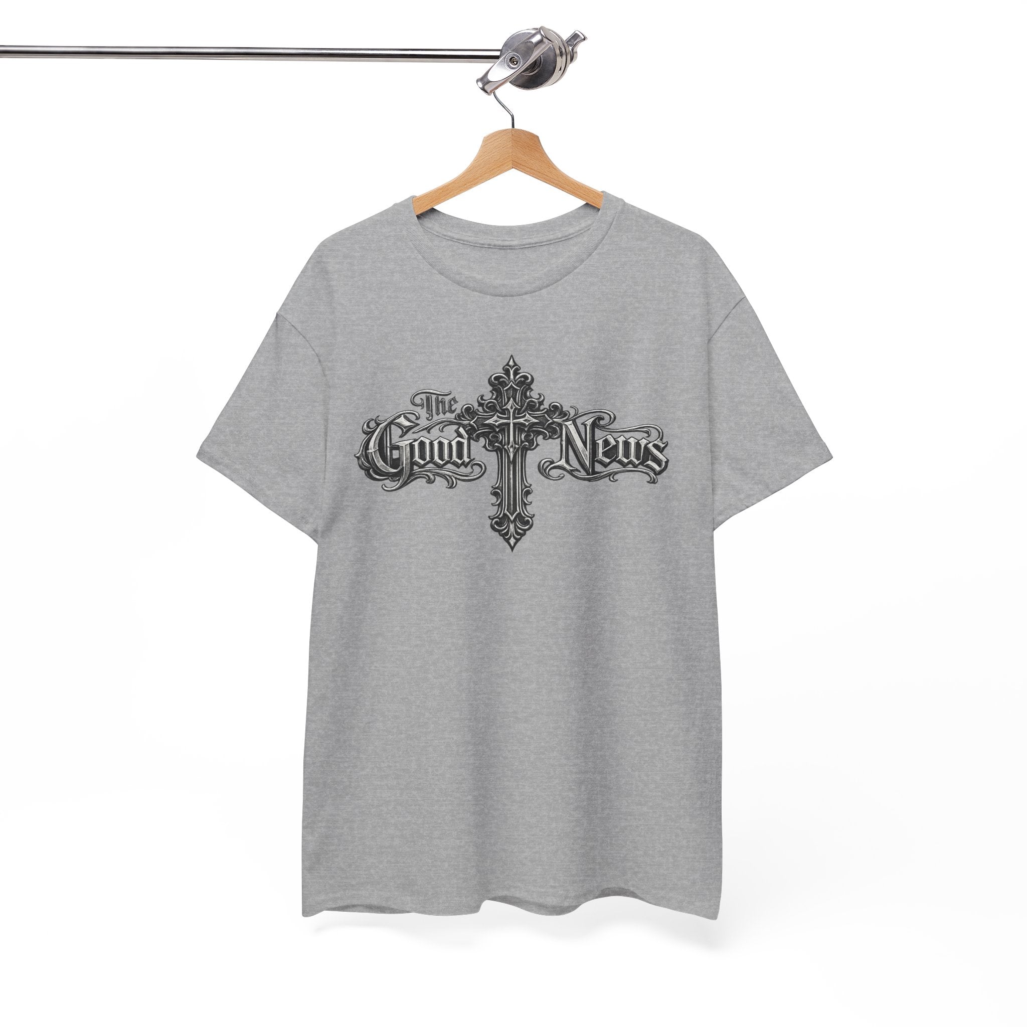 The Good News Cross T-Shirt — Gothic Religious Graphic Tee
