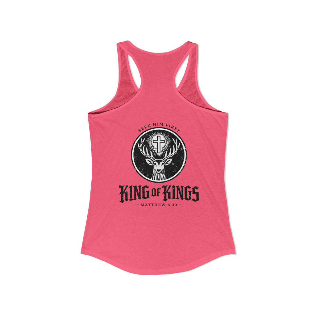 King of Kings Deer Cross Tank — Women's Racerback Faith Graphic Tank