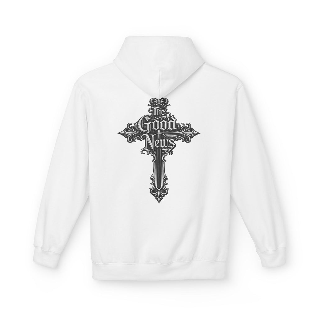 The Good News Cross Hoodie | Ornate Gothic Cross Hooded Sweatshirt
