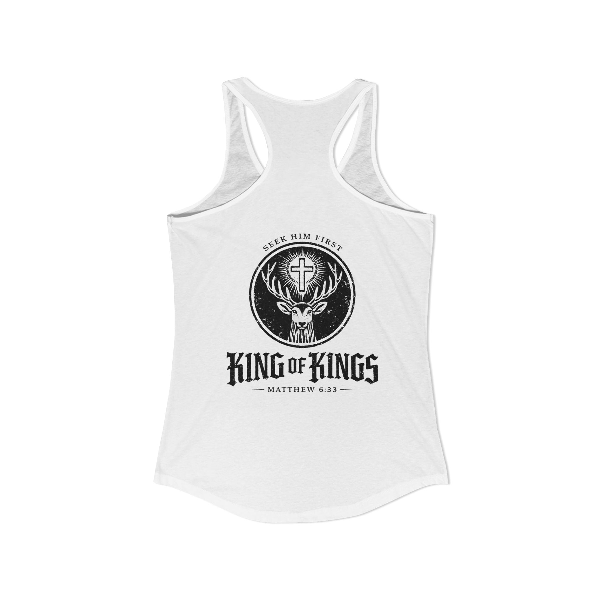 King of Kings Deer Cross Tank — Women's Racerback Faith Graphic Tank