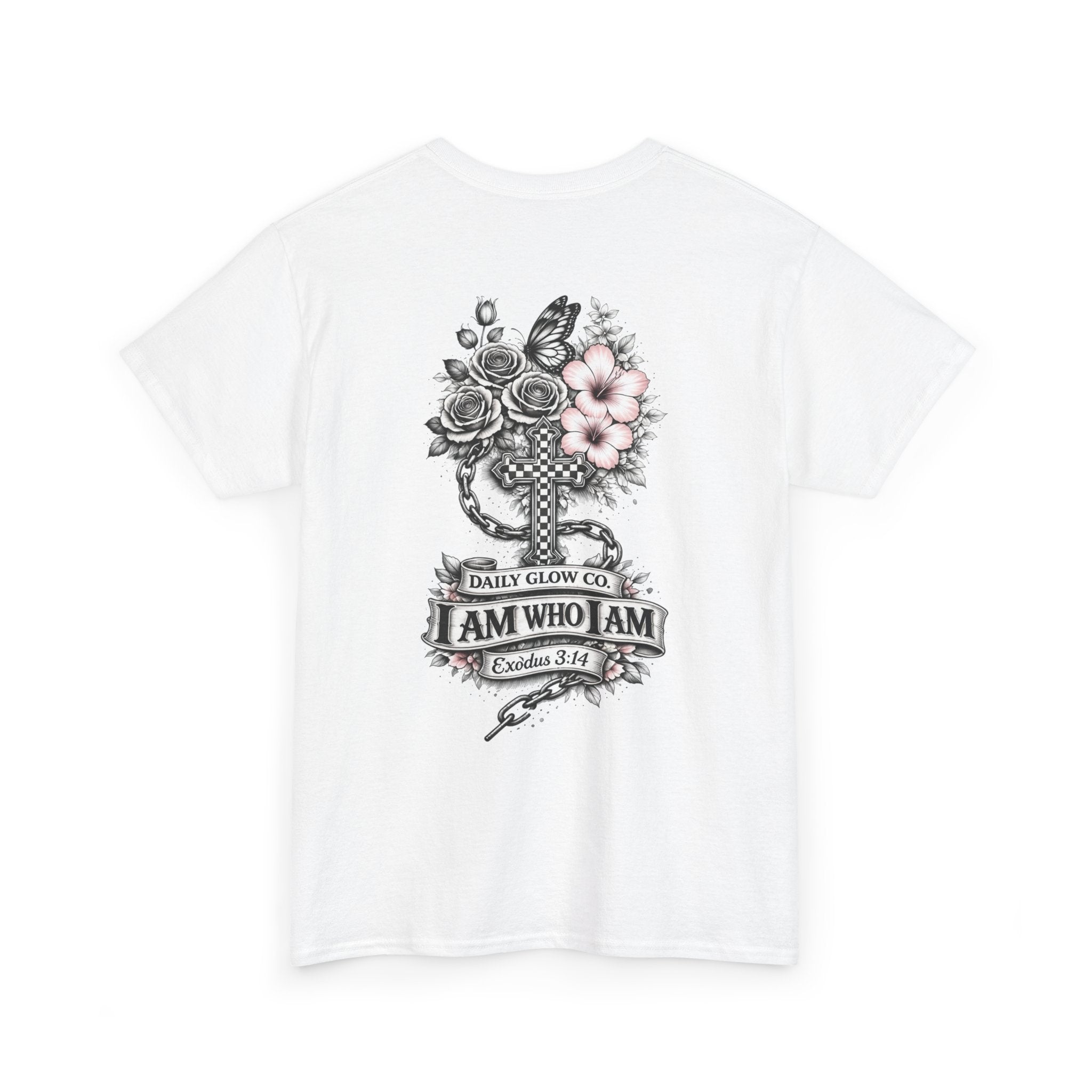 I Am Who I Am Cross Floral T‑Shirt — Inspirational Christian Tee (Exodus 3:14)