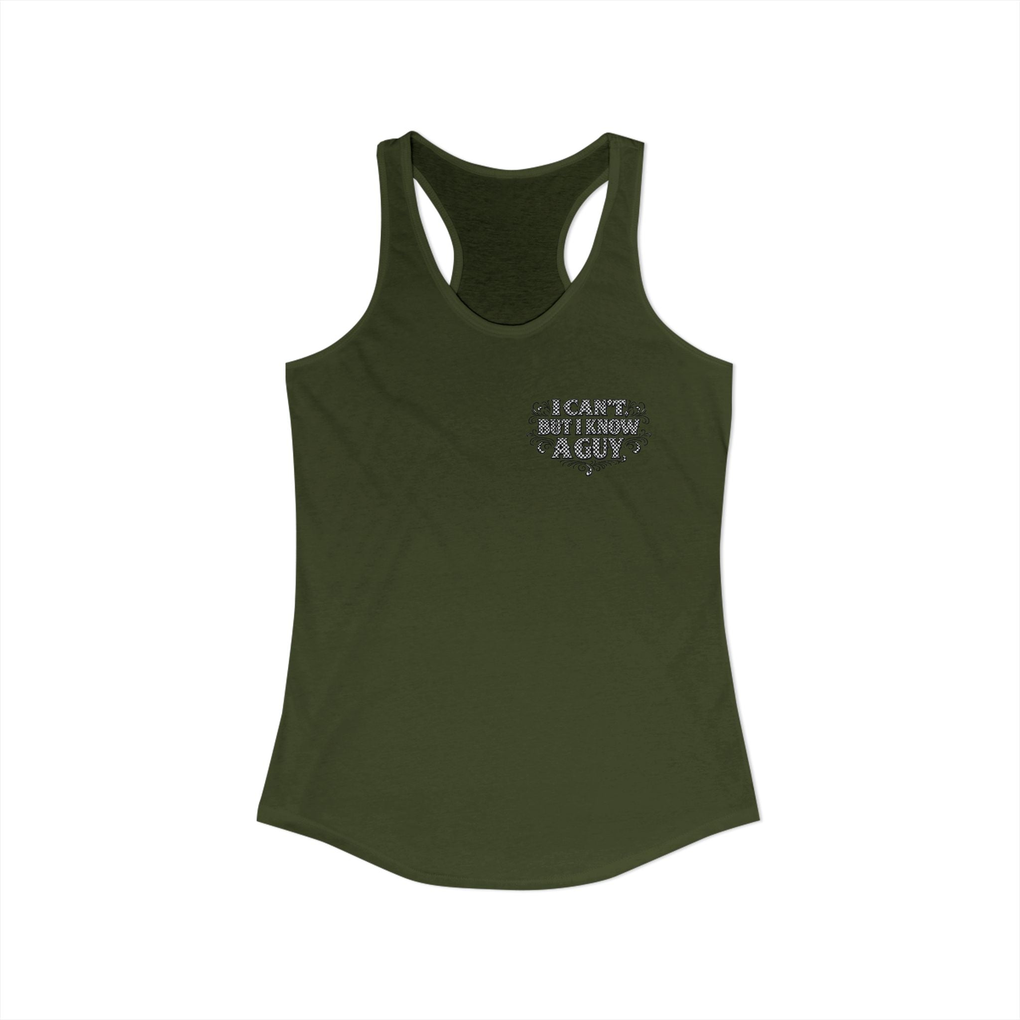 I Can't But I Know A Guy Checkered Graphic Tank — Christian Faith Racerback Tank