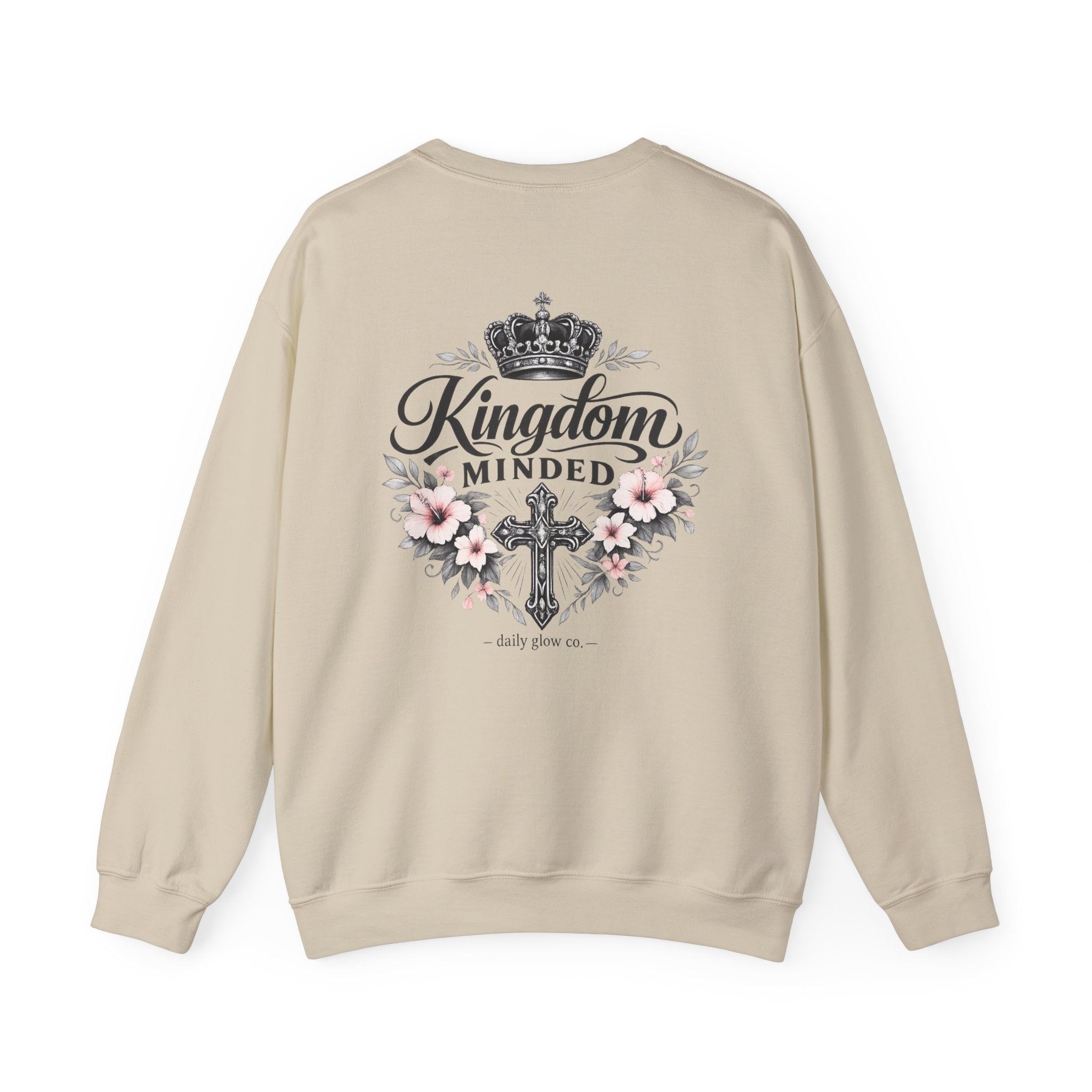 Kingdom Minded Floral Christian Inspirational Sweatshirt | Faith Typography, Floral Accent