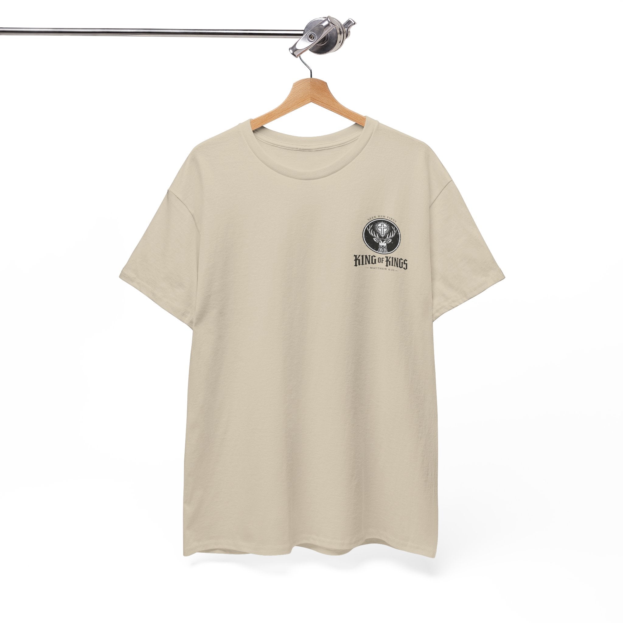 T-Shirt — "King of Kings" Christian Deer Cross Graphic Tee