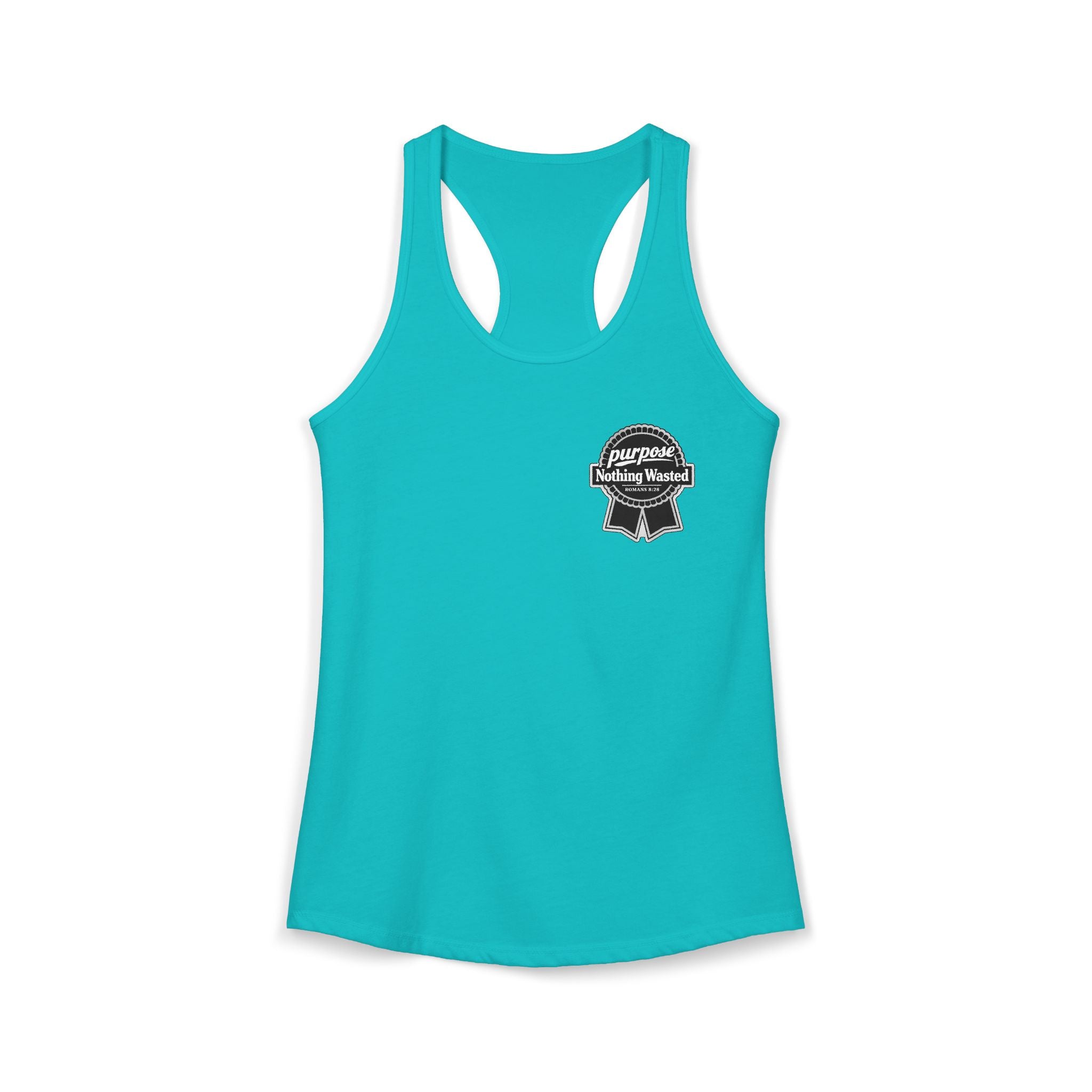 Christian Faith Script Racerback Tank — Purpose "Nothing Wasted" Badge Design