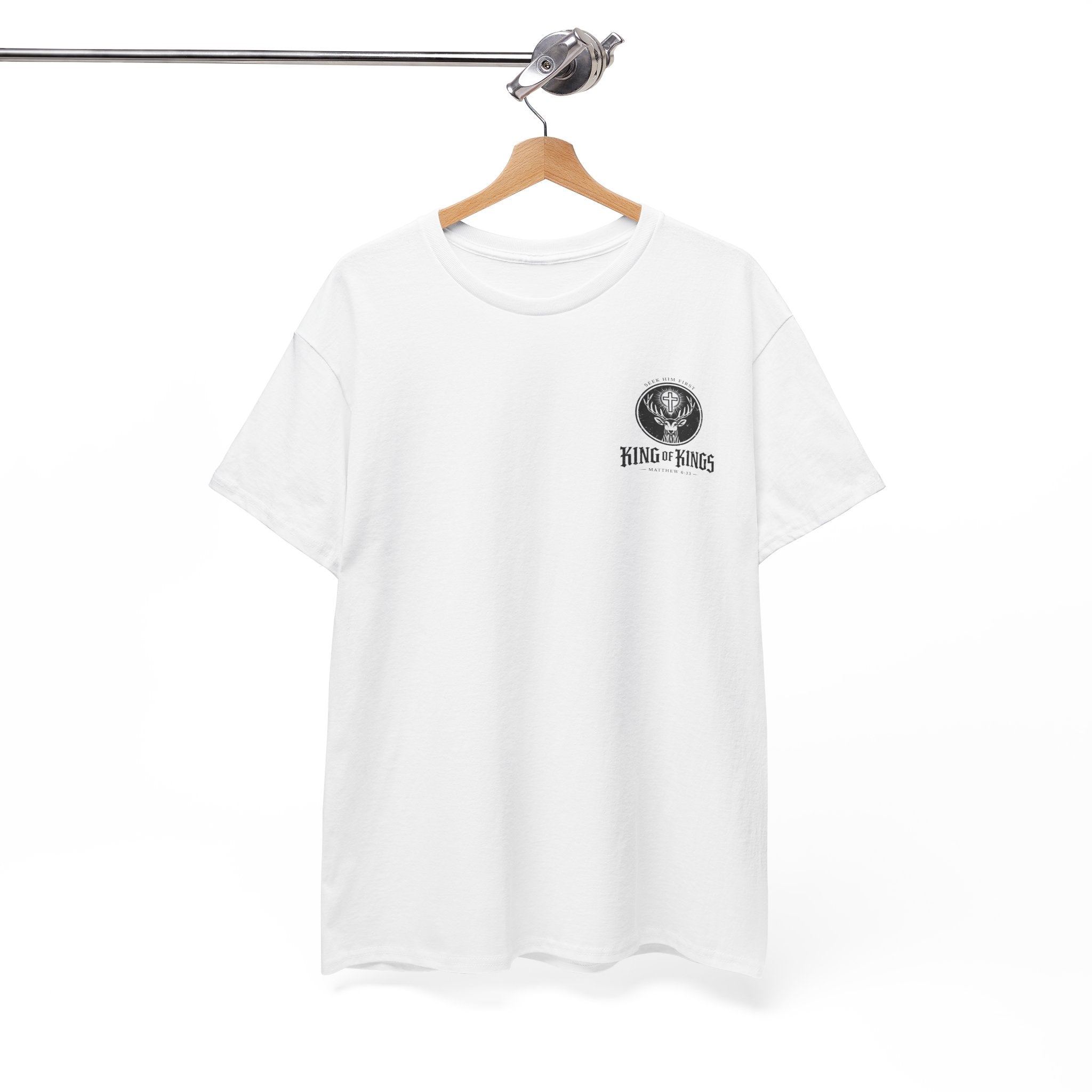 T-Shirt — "King of Kings" Christian Deer Cross Graphic Tee