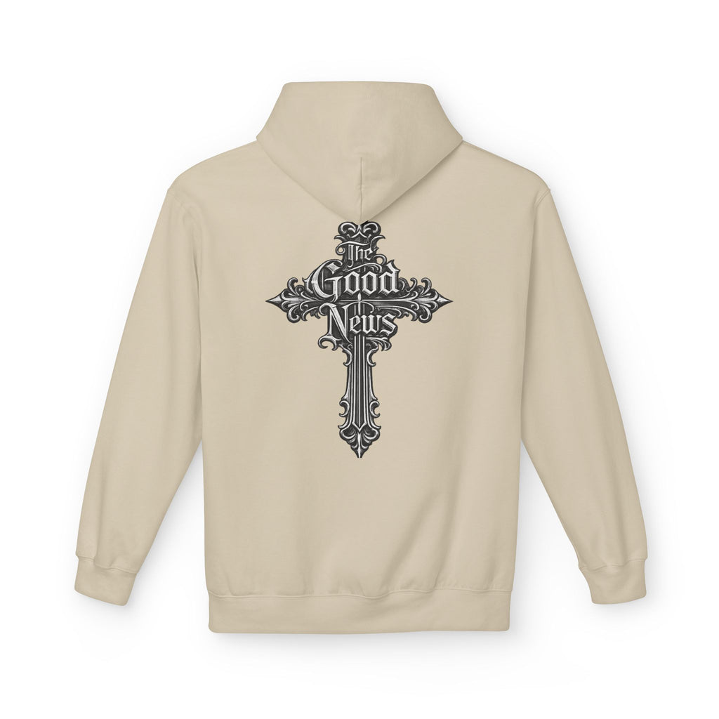The Good News Cross Hoodie | Ornate Gothic Cross Hooded Sweatshirt