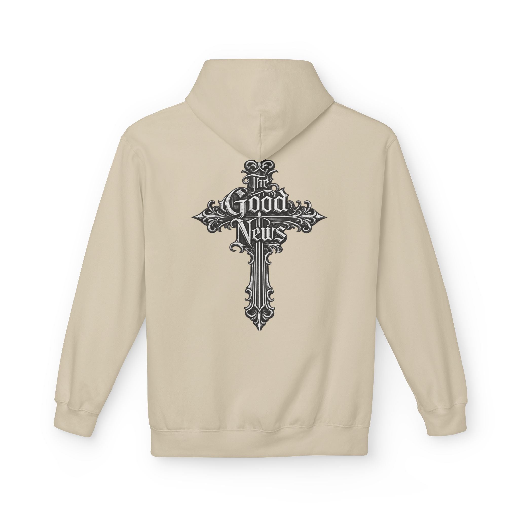 The Good News Cross Hoodie | Ornate Gothic Cross Hooded Sweatshirt