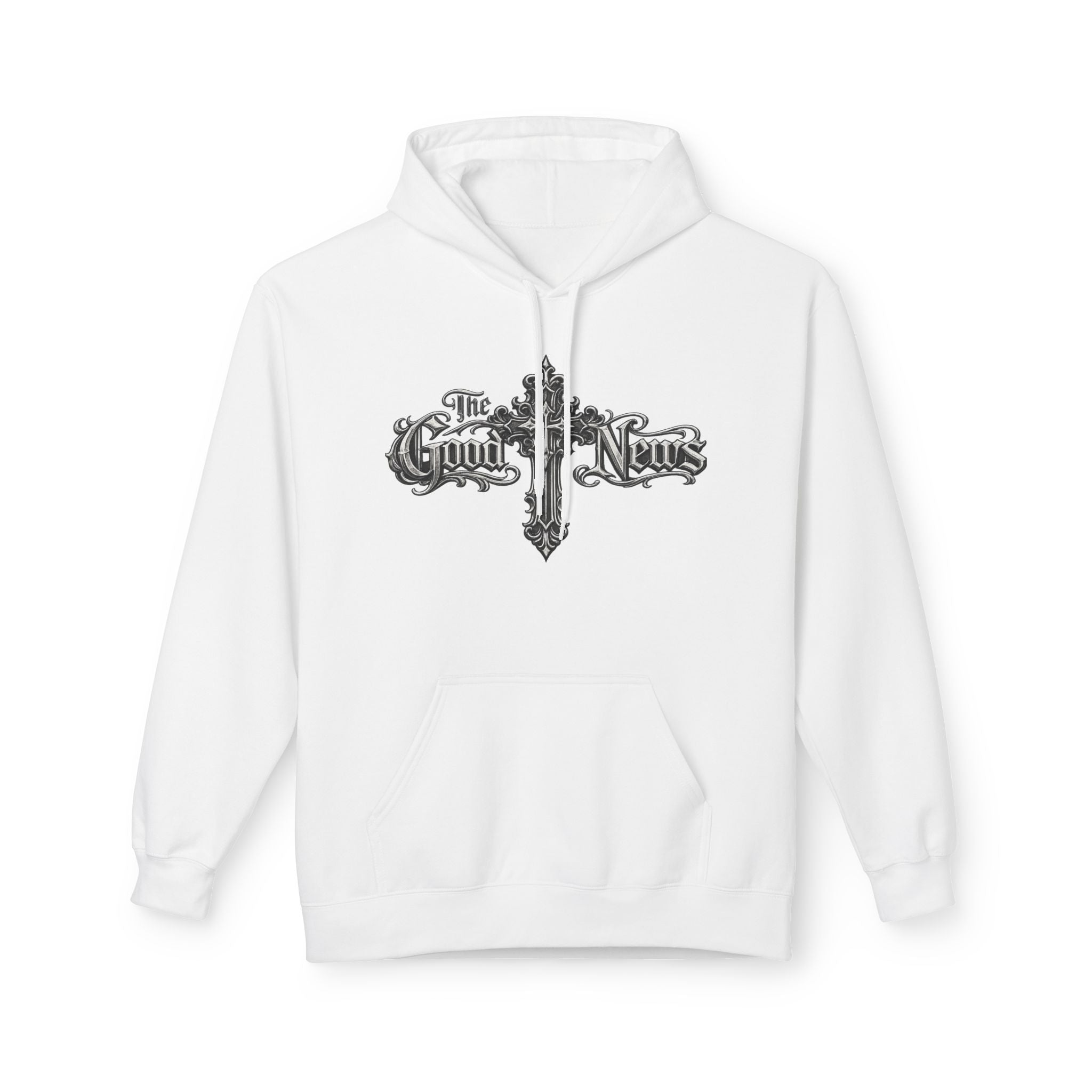 The Good News Cross Hoodie | Ornate Gothic Cross Hooded Sweatshirt