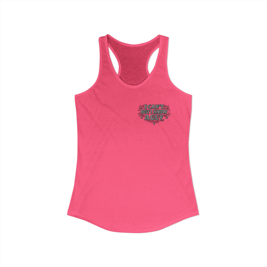 I Can't But I Know A Guy Checkered Graphic Tank — Christian Faith Racerback Tank