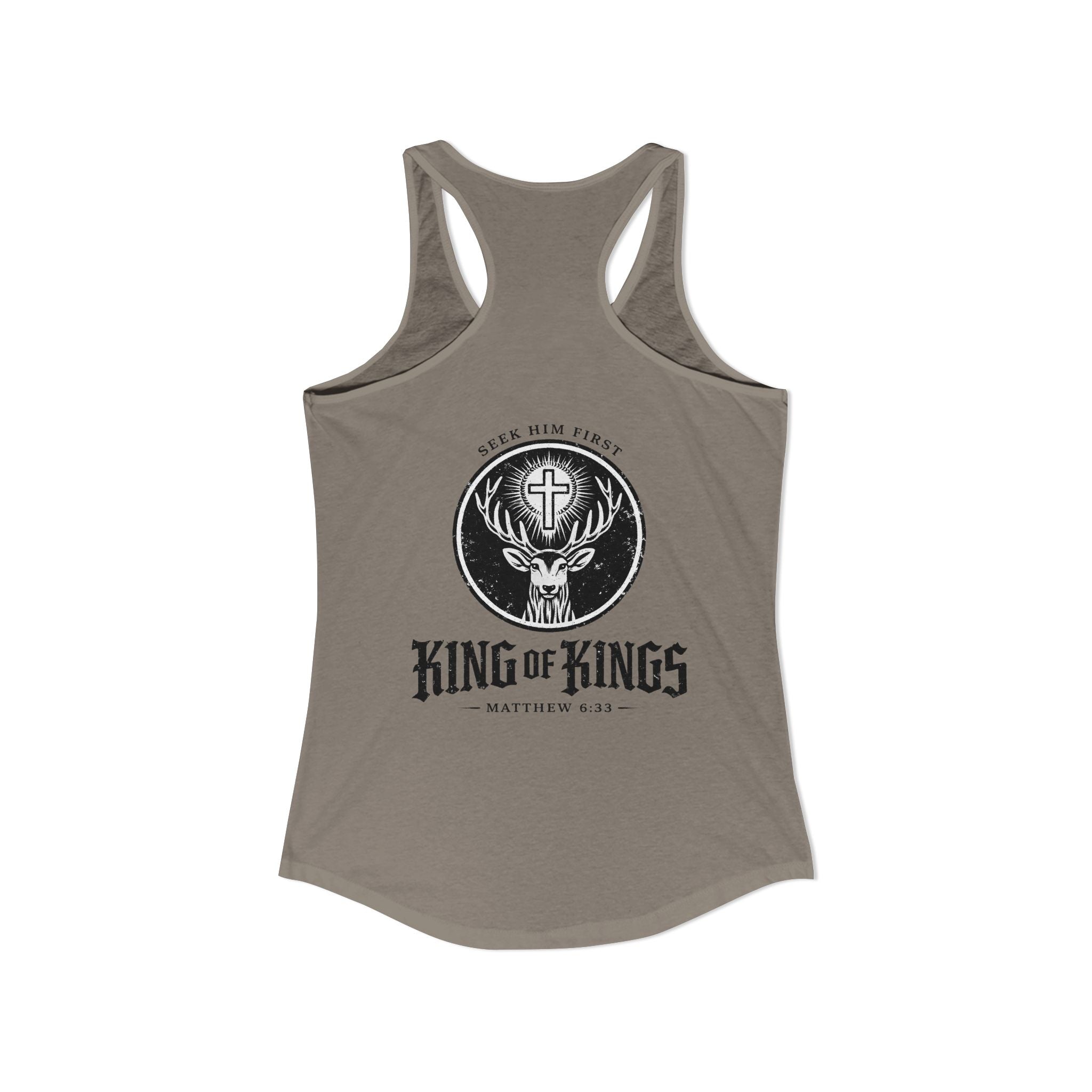 King of Kings Deer Cross Tank — Women's Racerback Faith Graphic Tank
