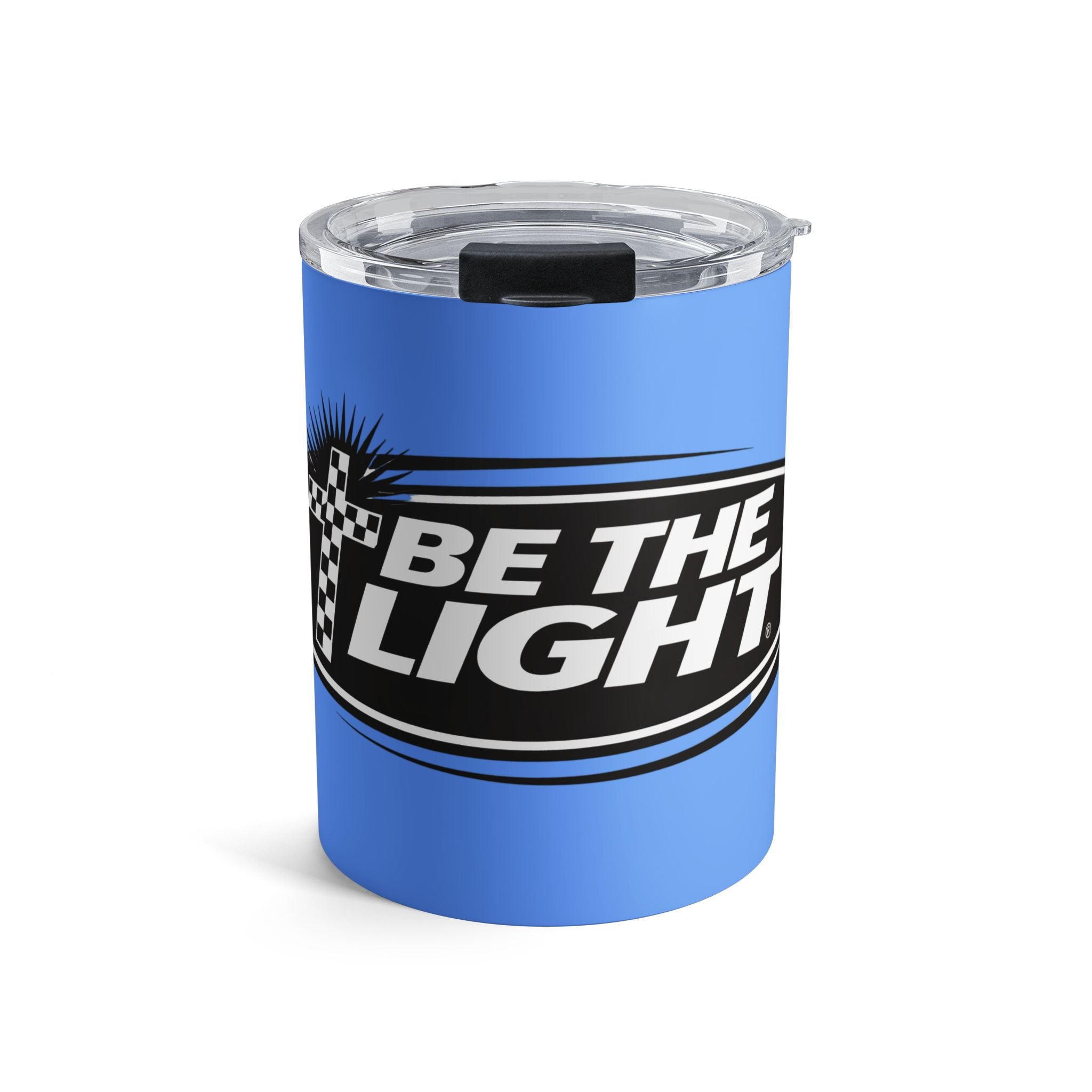 10oz Tumbler — "Be The Light" Inspirational Travel Mug (Blue)
