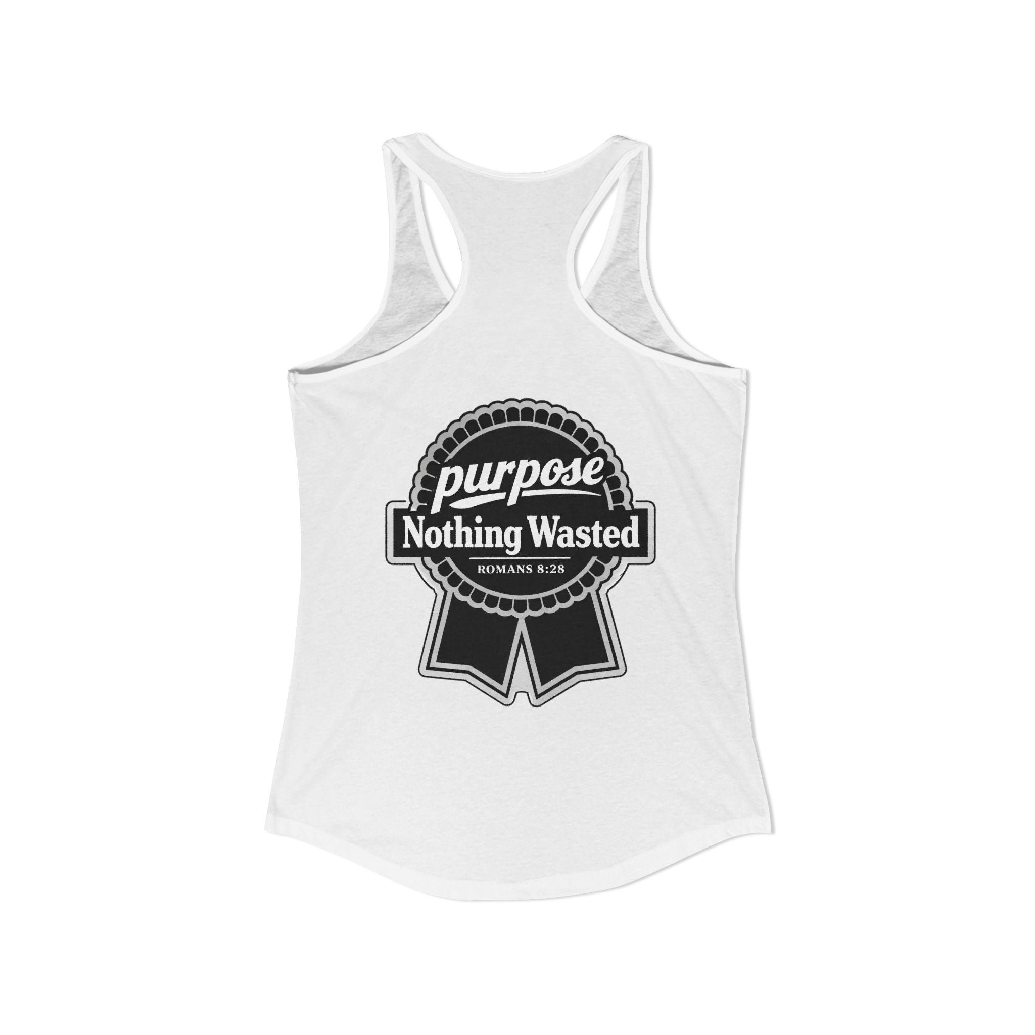 Christian Faith Script Racerback Tank — Purpose "Nothing Wasted" Badge Design