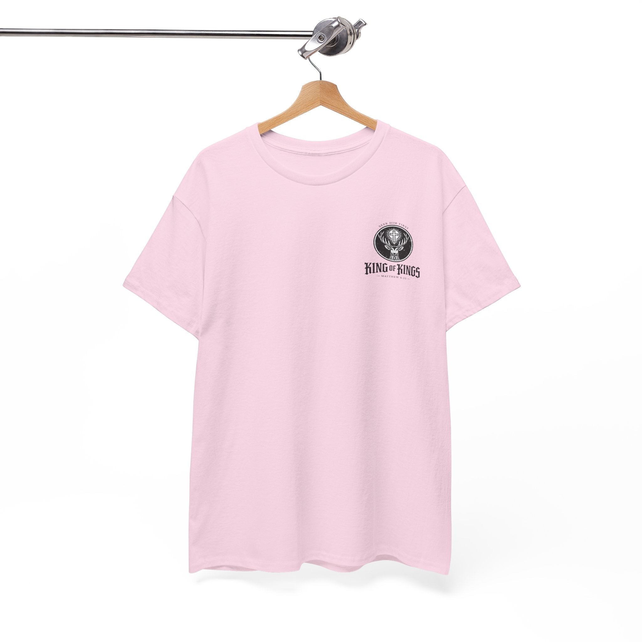 T-Shirt — "King of Kings" Christian Deer Cross Graphic Tee