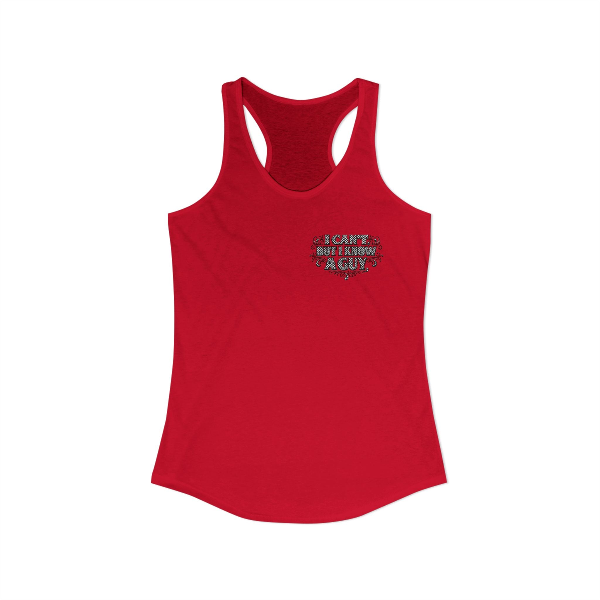 I Can't But I Know A Guy Checkered Graphic Tank — Christian Faith Racerback Tank
