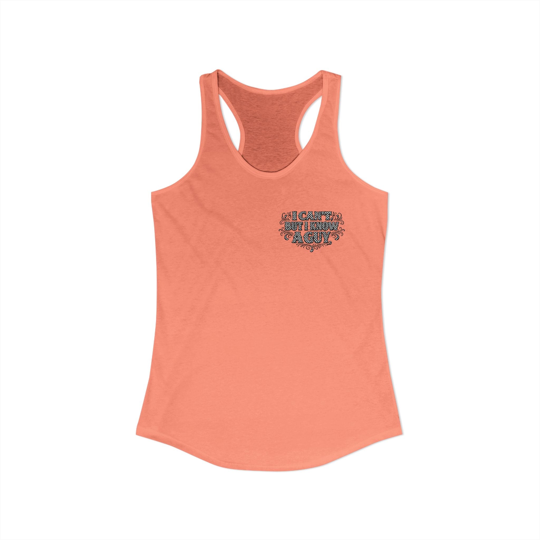 I Can't But I Know A Guy Checkered Graphic Tank — Christian Faith Racerback Tank