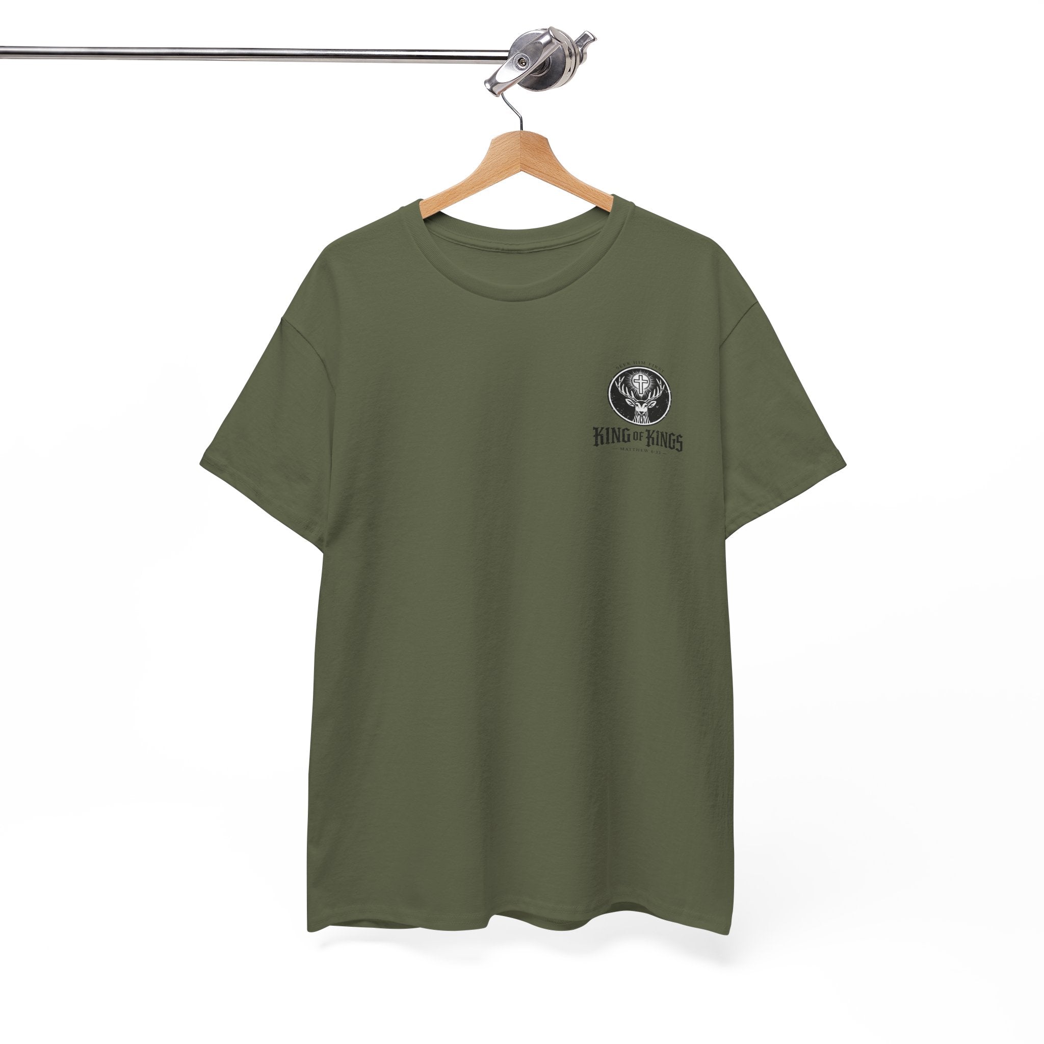 T-Shirt — "King of Kings" Christian Deer Cross Graphic Tee