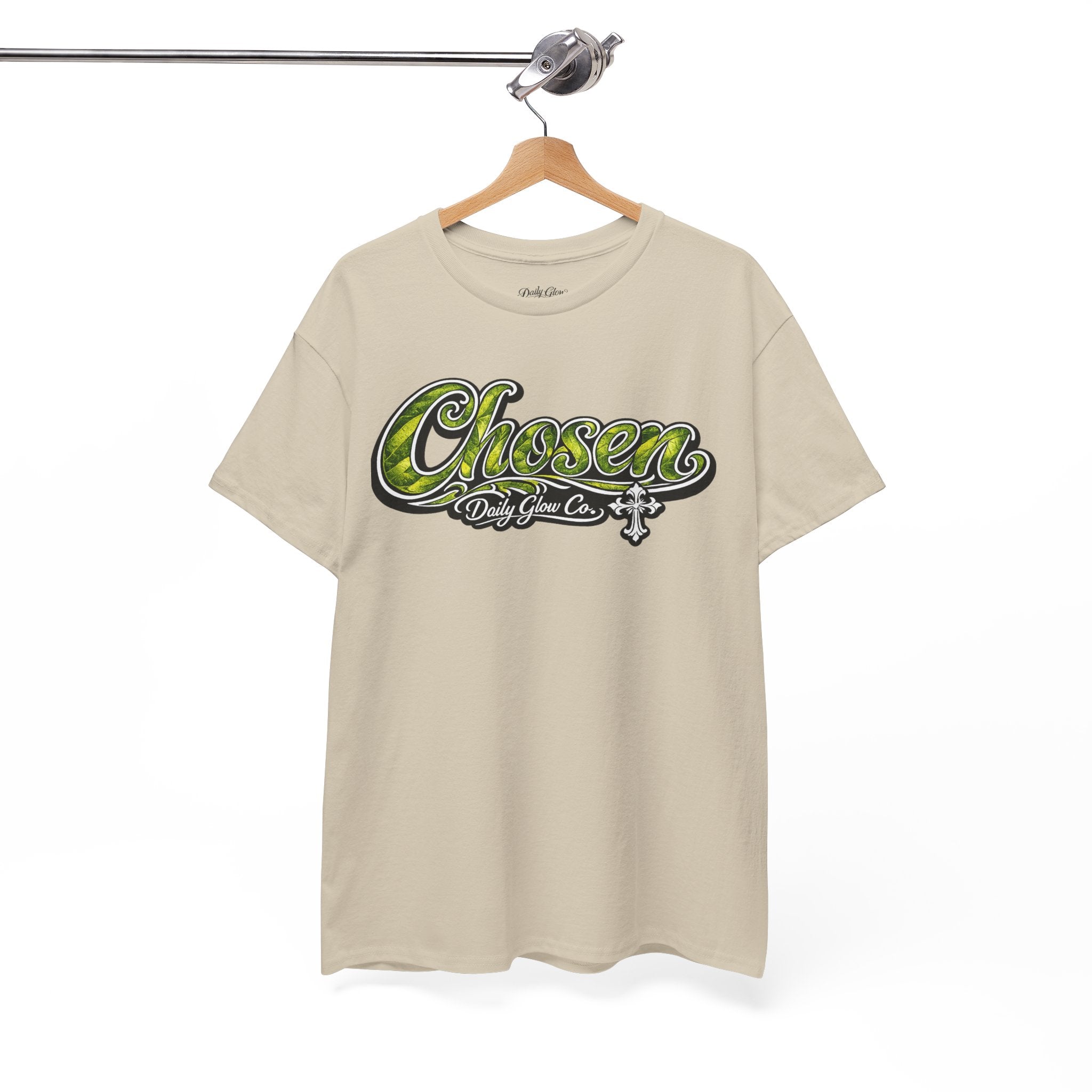 Chosen Script Logo Tee | Green Script Typography T-Shirt