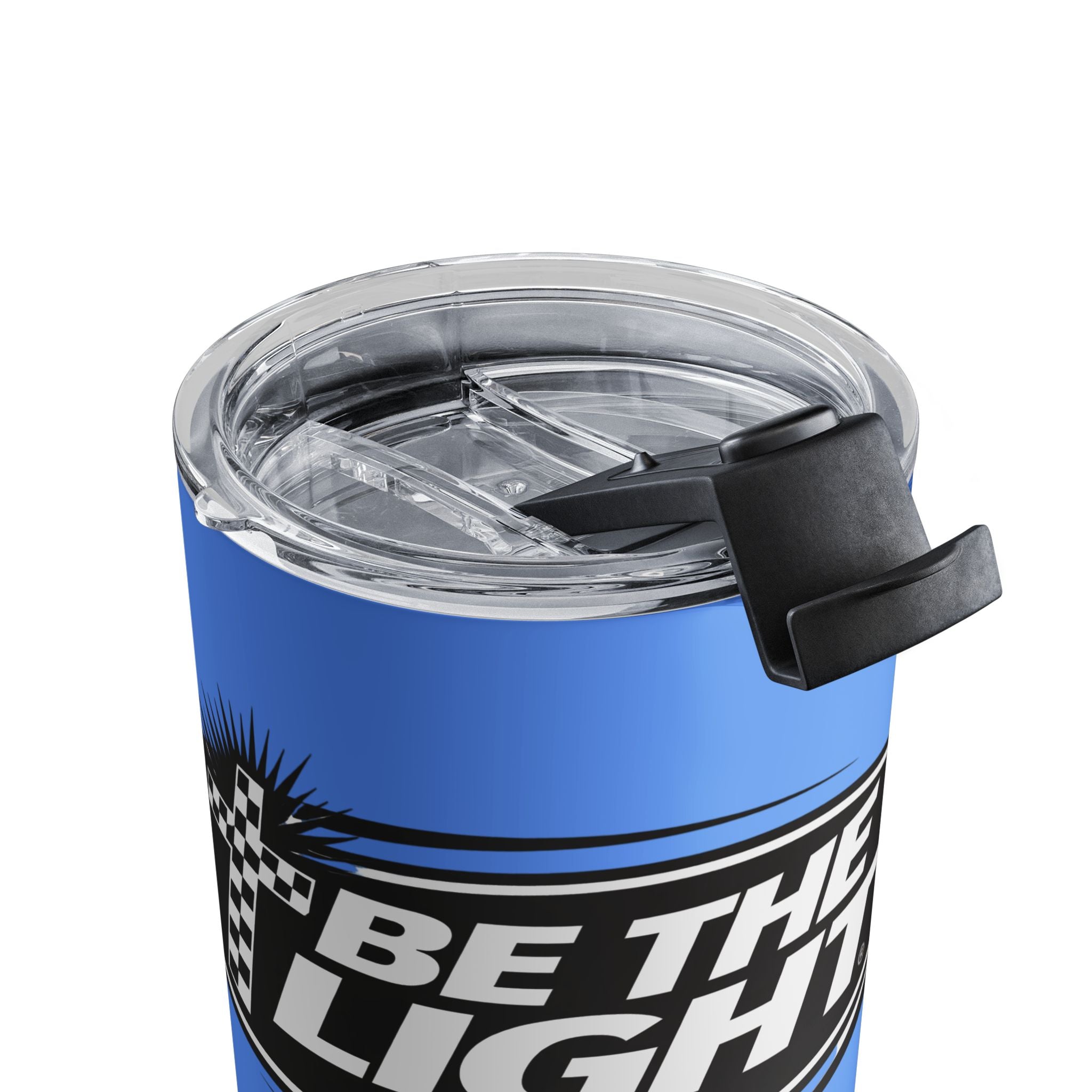 10oz Tumbler — "Be The Light" Inspirational Travel Mug (Blue)