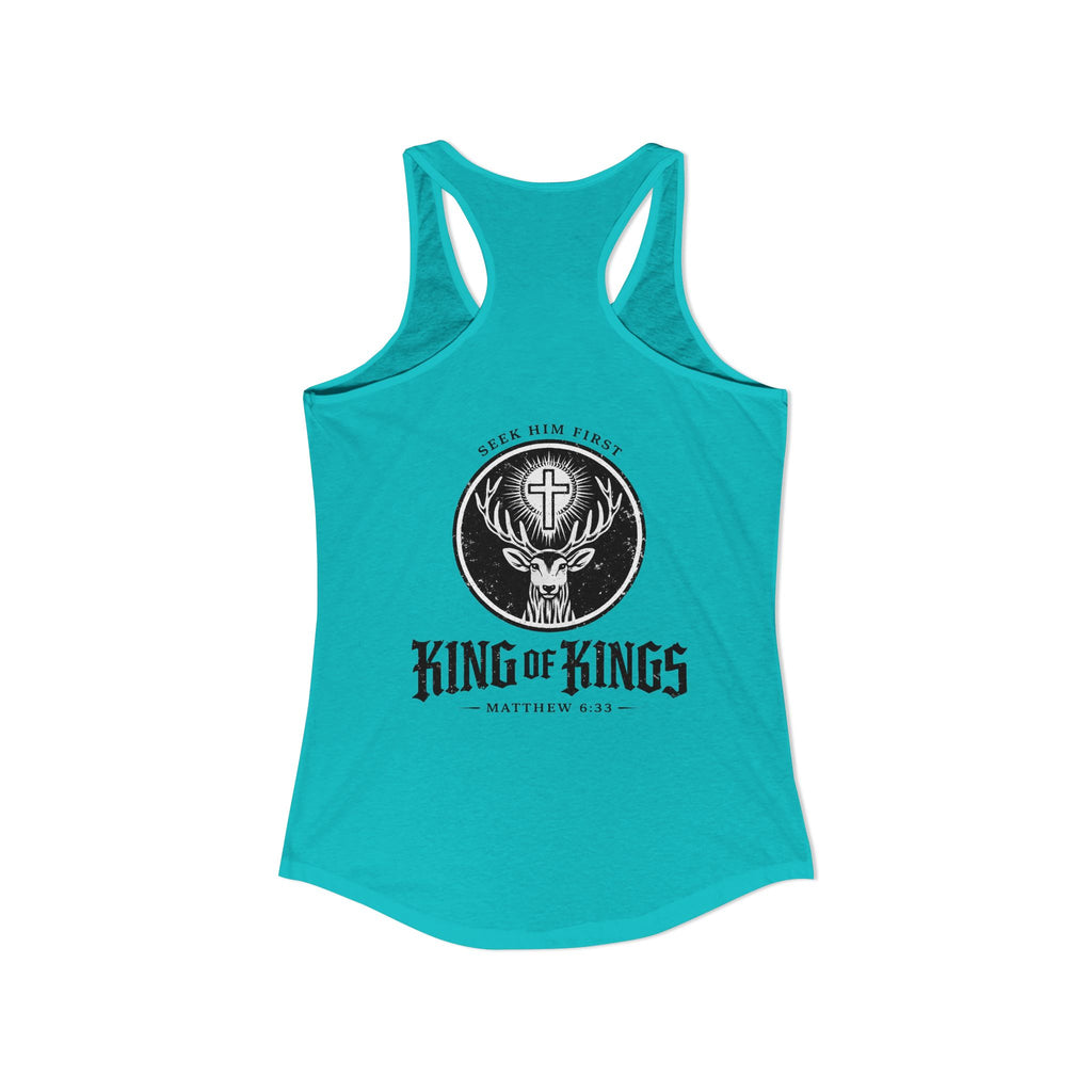 King of Kings Deer Cross Tank — Women's Racerback Faith Graphic Tank
