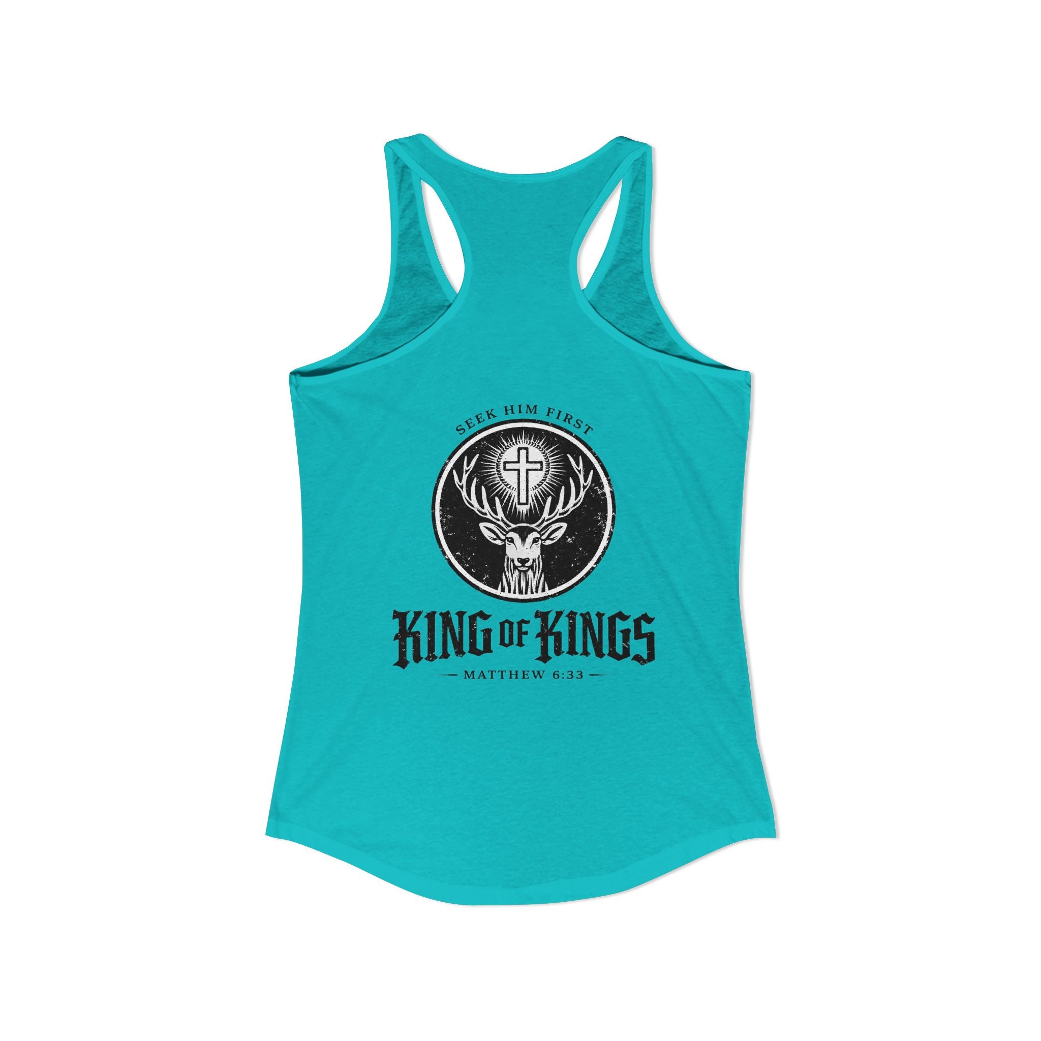 King of Kings Deer Cross Tank — Women's Racerback Faith Graphic Tank