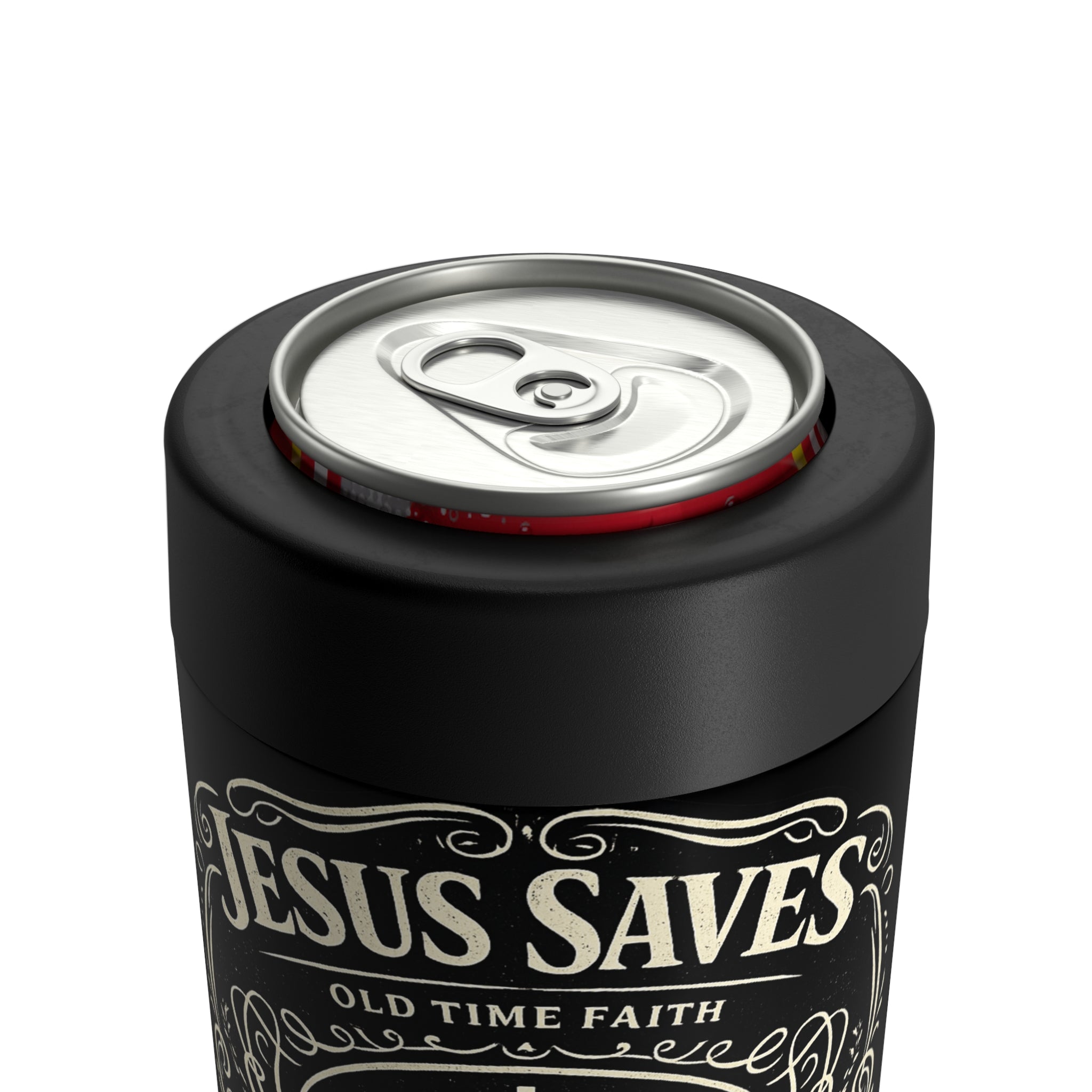 Jesus Saves Grace No.7 Insulated Can Cooler – Christian Faith Beverage Holder