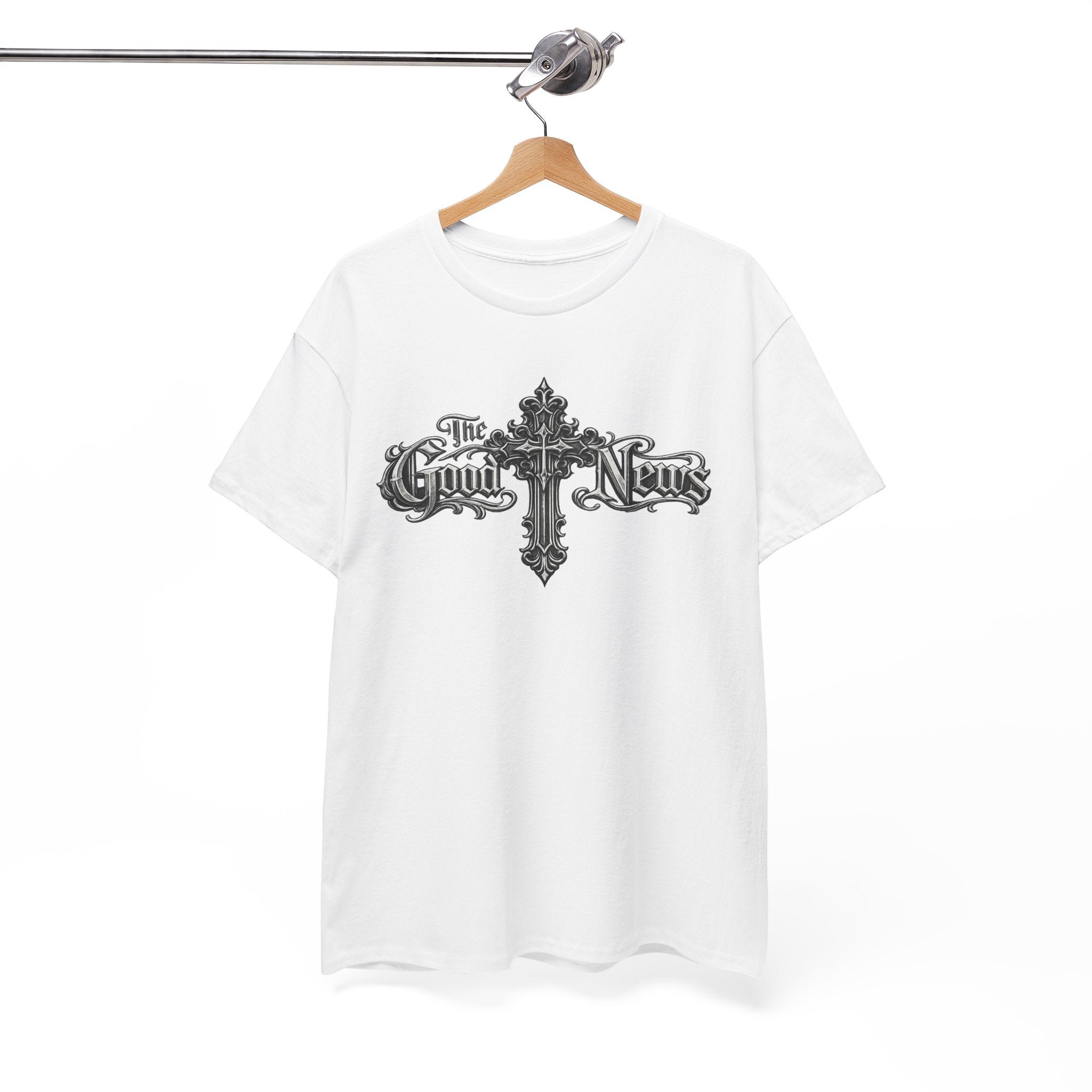 The Good News Cross T-Shirt — Gothic Religious Graphic Tee