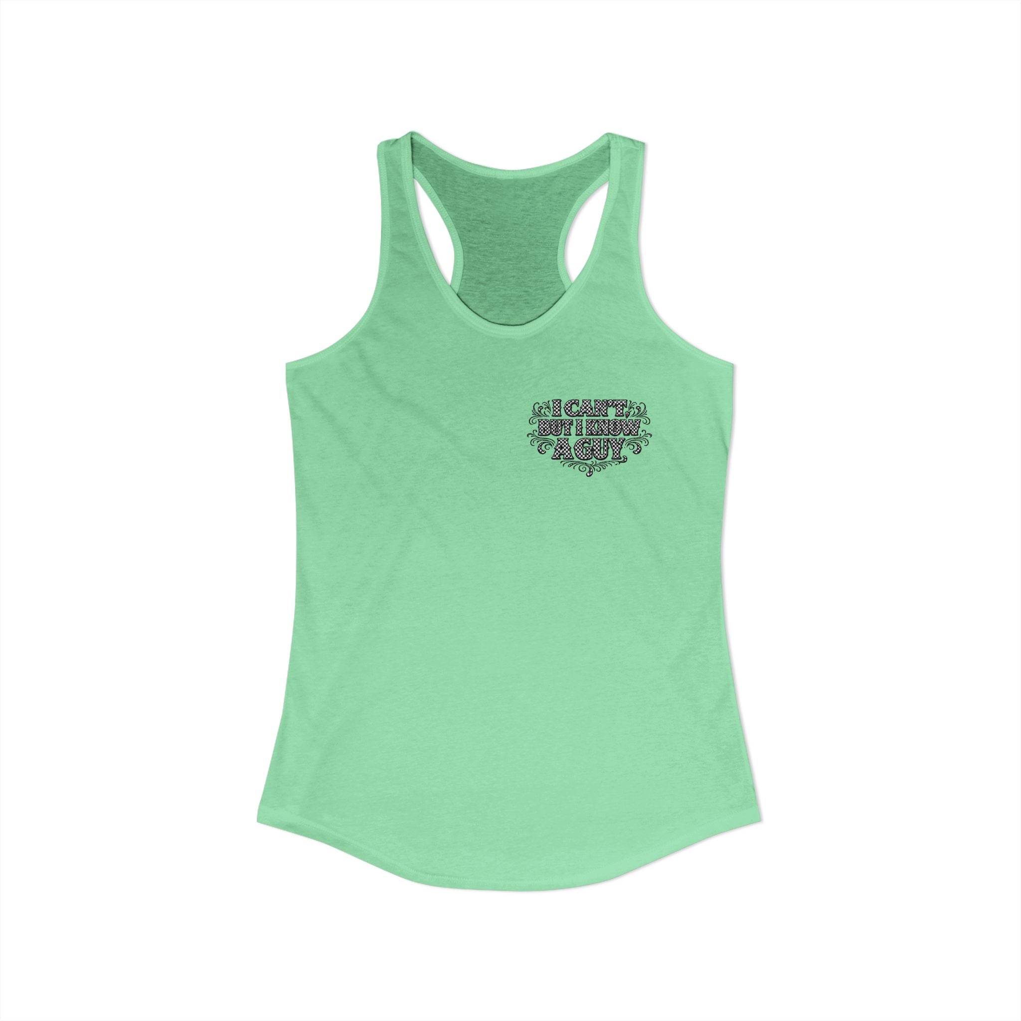 I Can't But I Know A Guy Checkered Graphic Tank — Christian Faith Racerback Tank