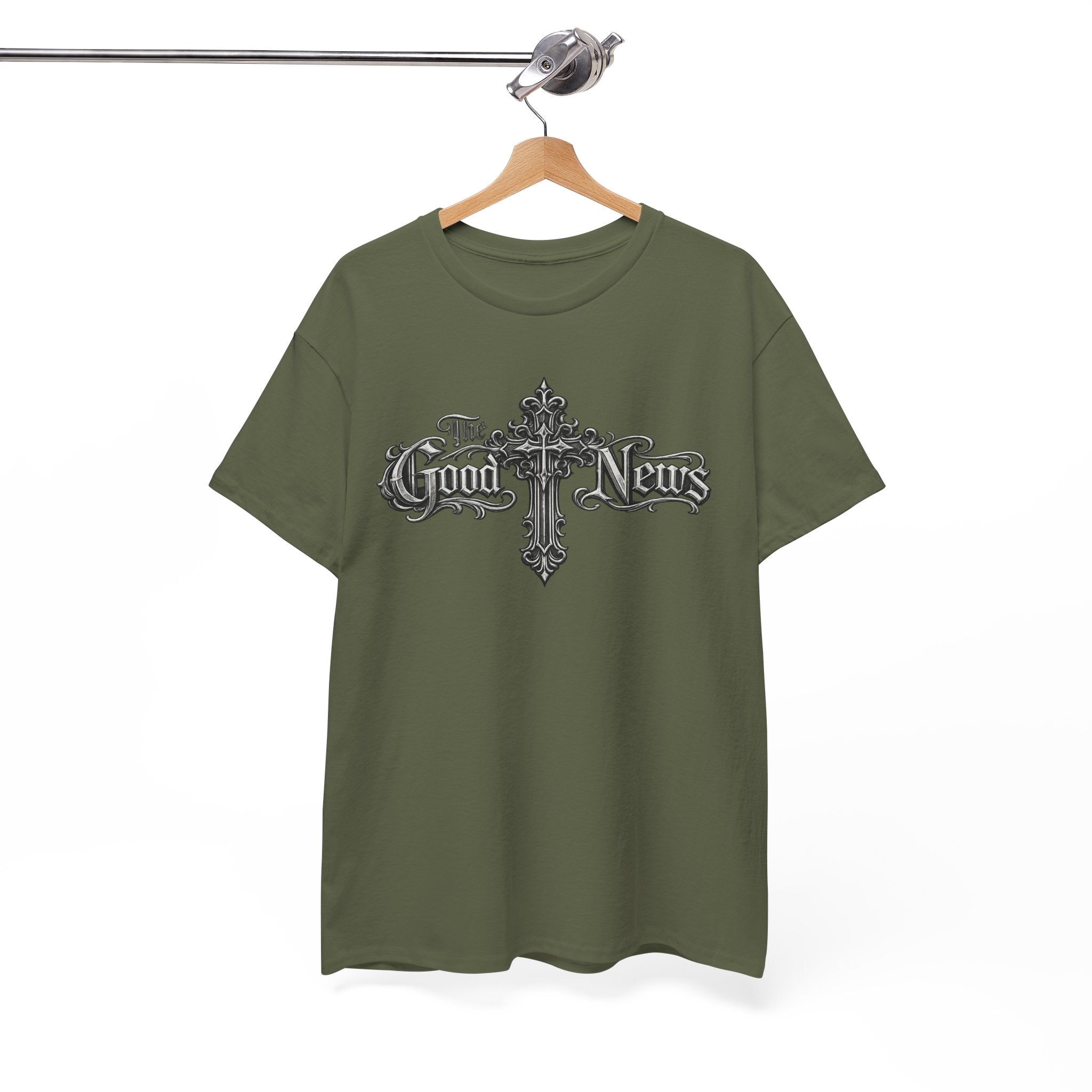 The Good News Cross T-Shirt — Gothic Religious Graphic Tee