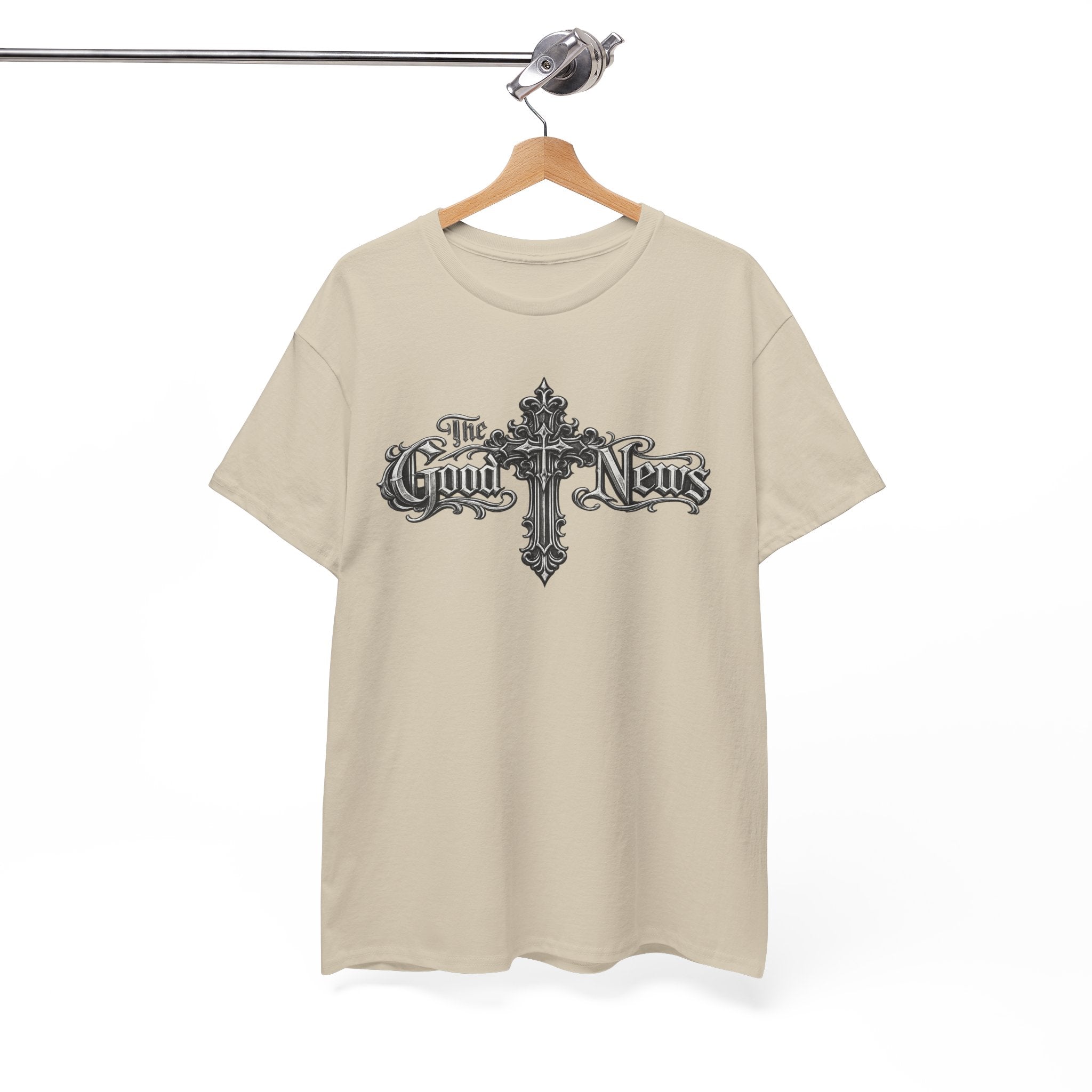 The Good News Cross T-Shirt — Gothic Religious Graphic Tee