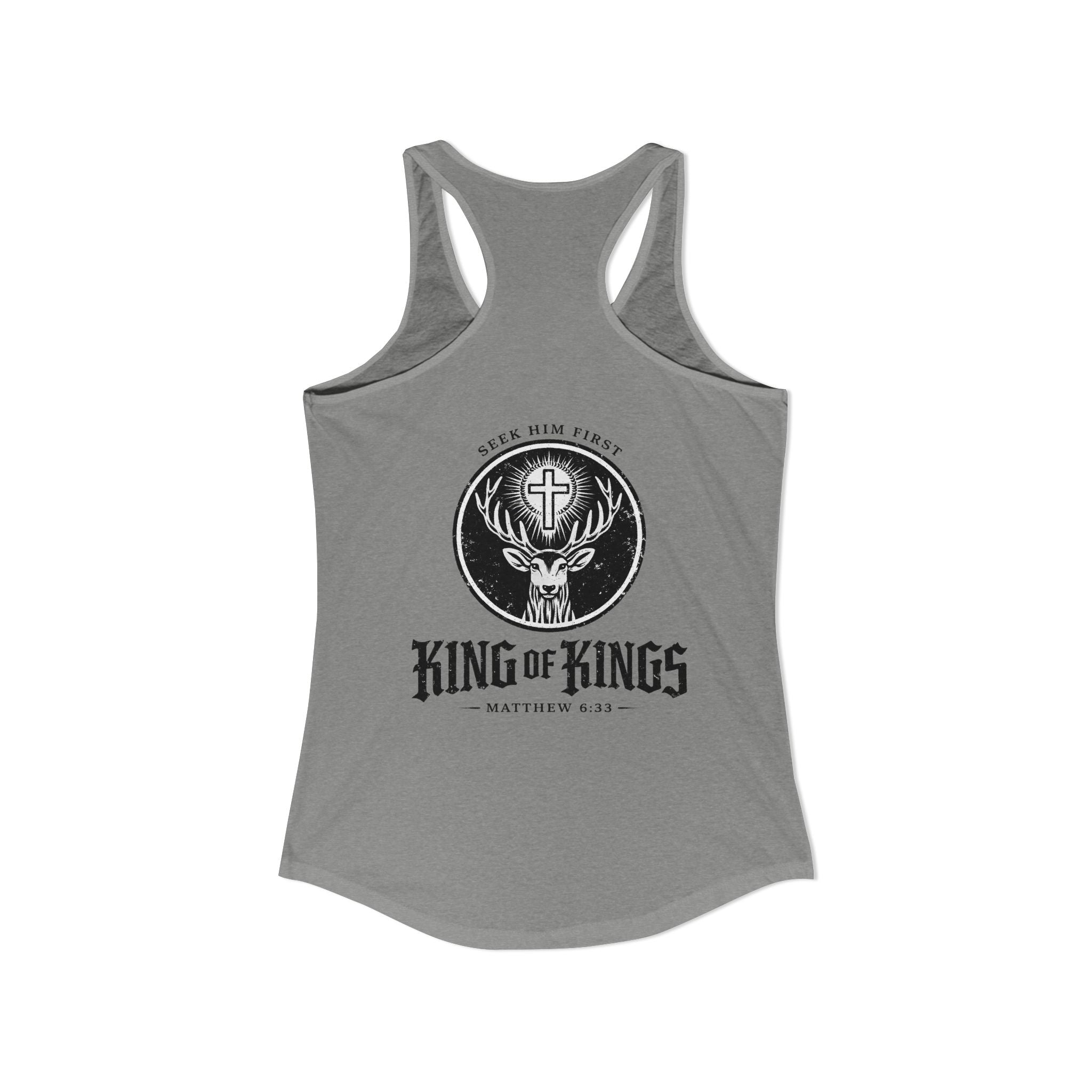King of Kings Deer Cross Tank — Women's Racerback Faith Graphic Tank