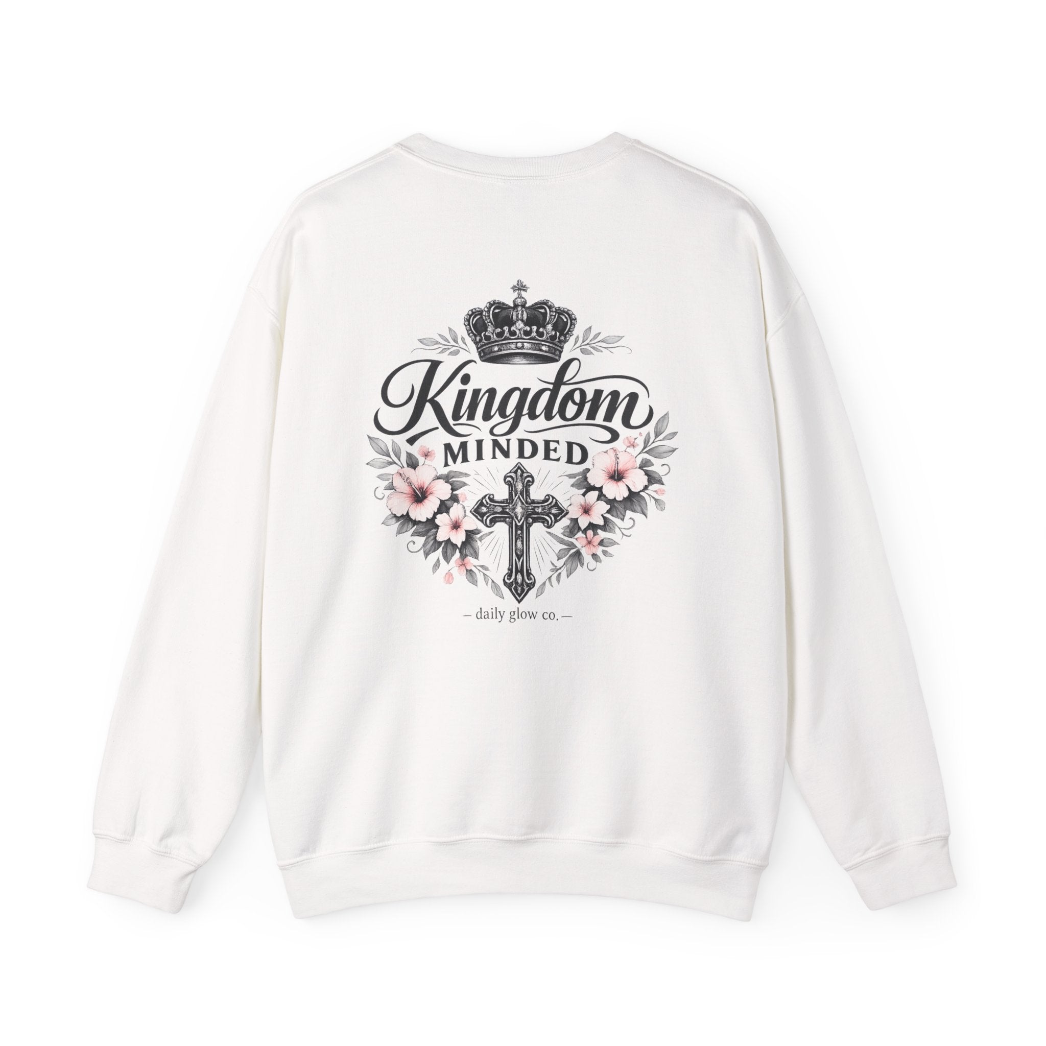 Kingdom Minded Floral Christian Inspirational Sweatshirt | Faith Typography, Floral Accent