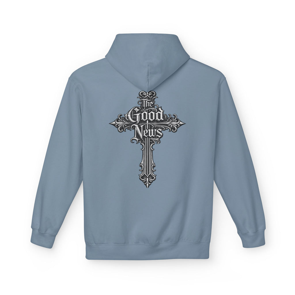 The Good News Cross Hoodie | Ornate Gothic Cross Hooded Sweatshirt