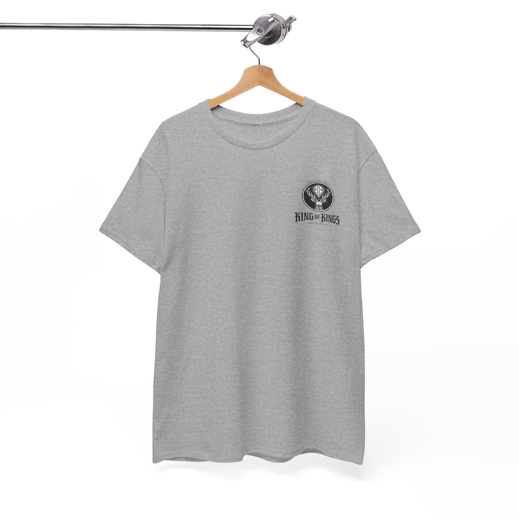 T-Shirt — "King of Kings" Christian Deer Cross Graphic Tee