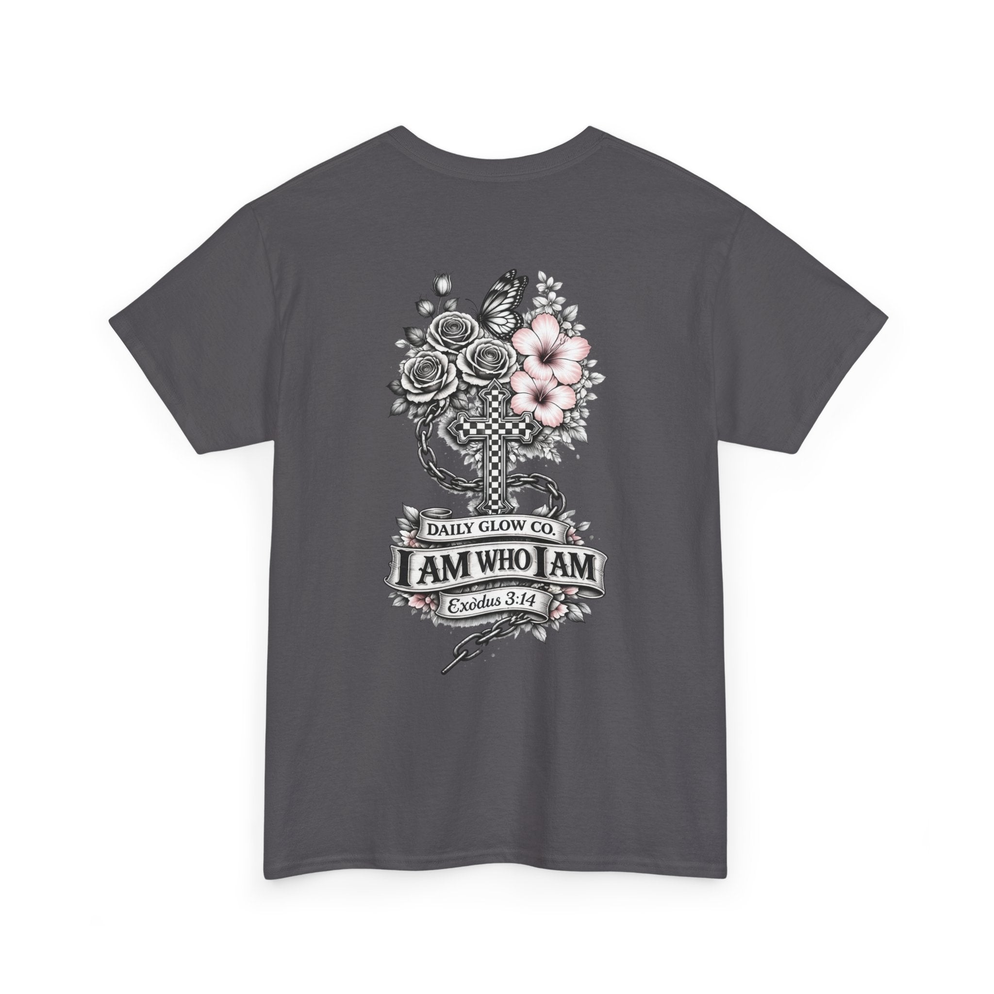 I Am Who I Am Cross Floral T‑Shirt — Inspirational Christian Tee (Exodus 3:14)