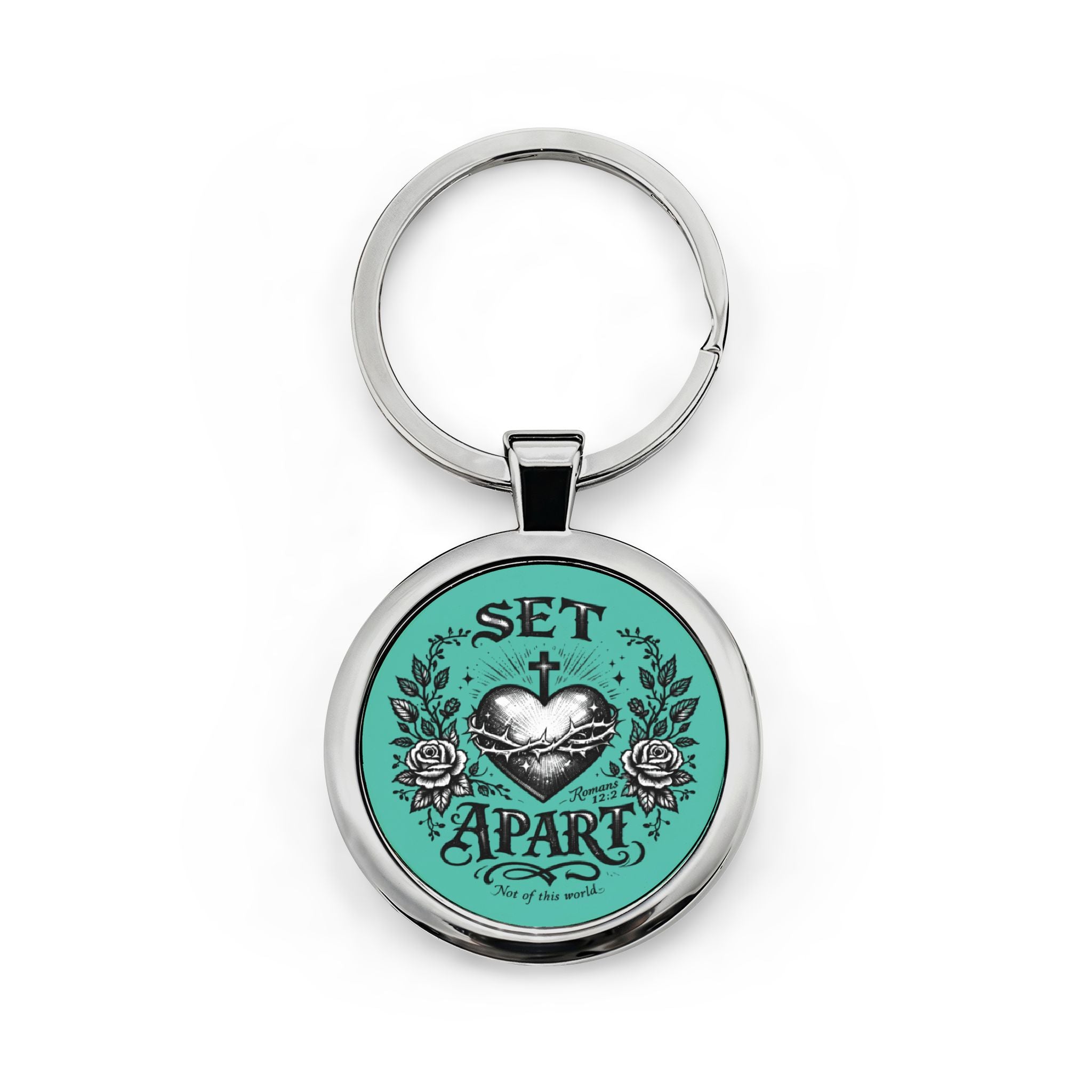 Set Apart Heart Round Stainless Steel Keychain — Inspirational Religious Keyring