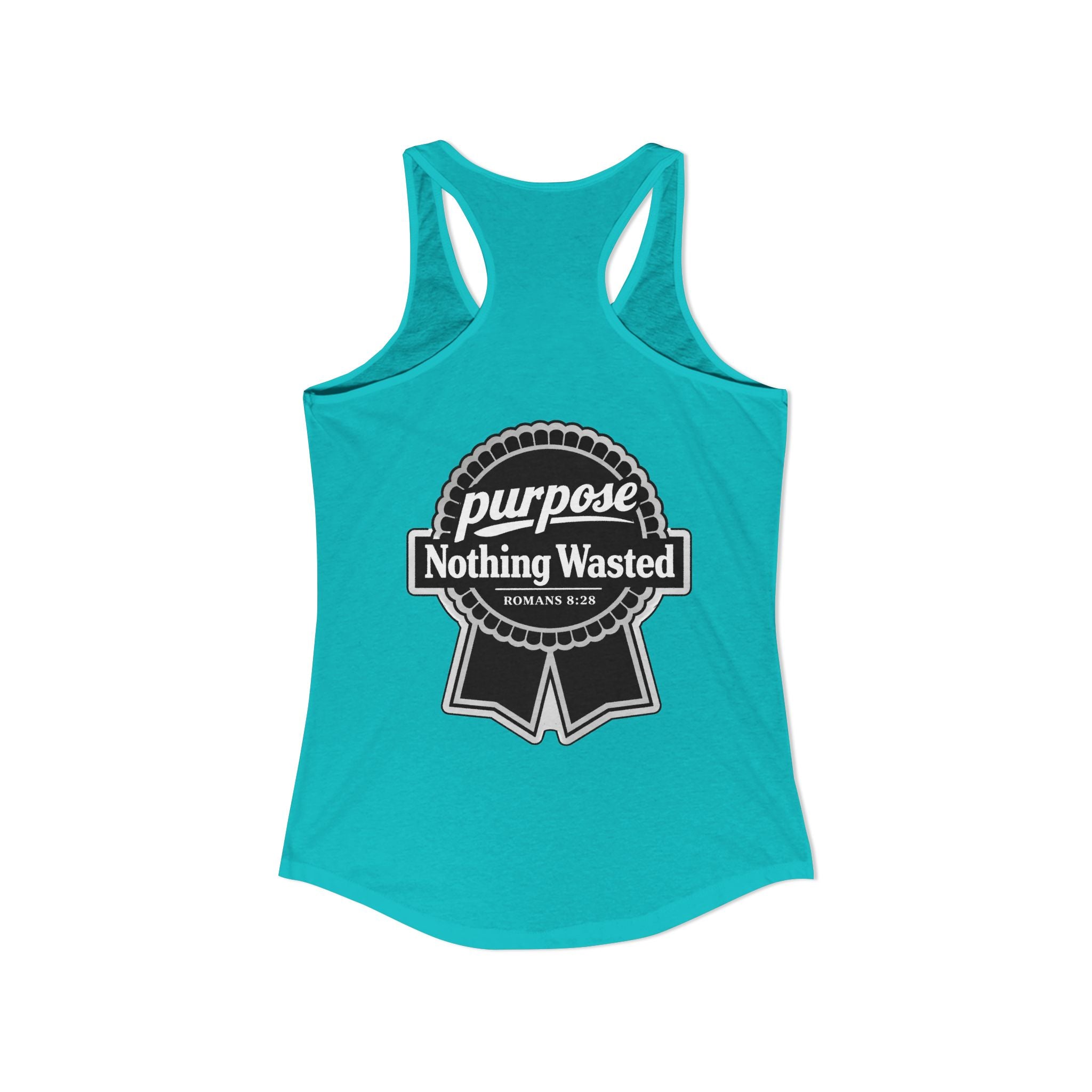 Christian Faith Script Racerback Tank — Purpose "Nothing Wasted" Badge Design
