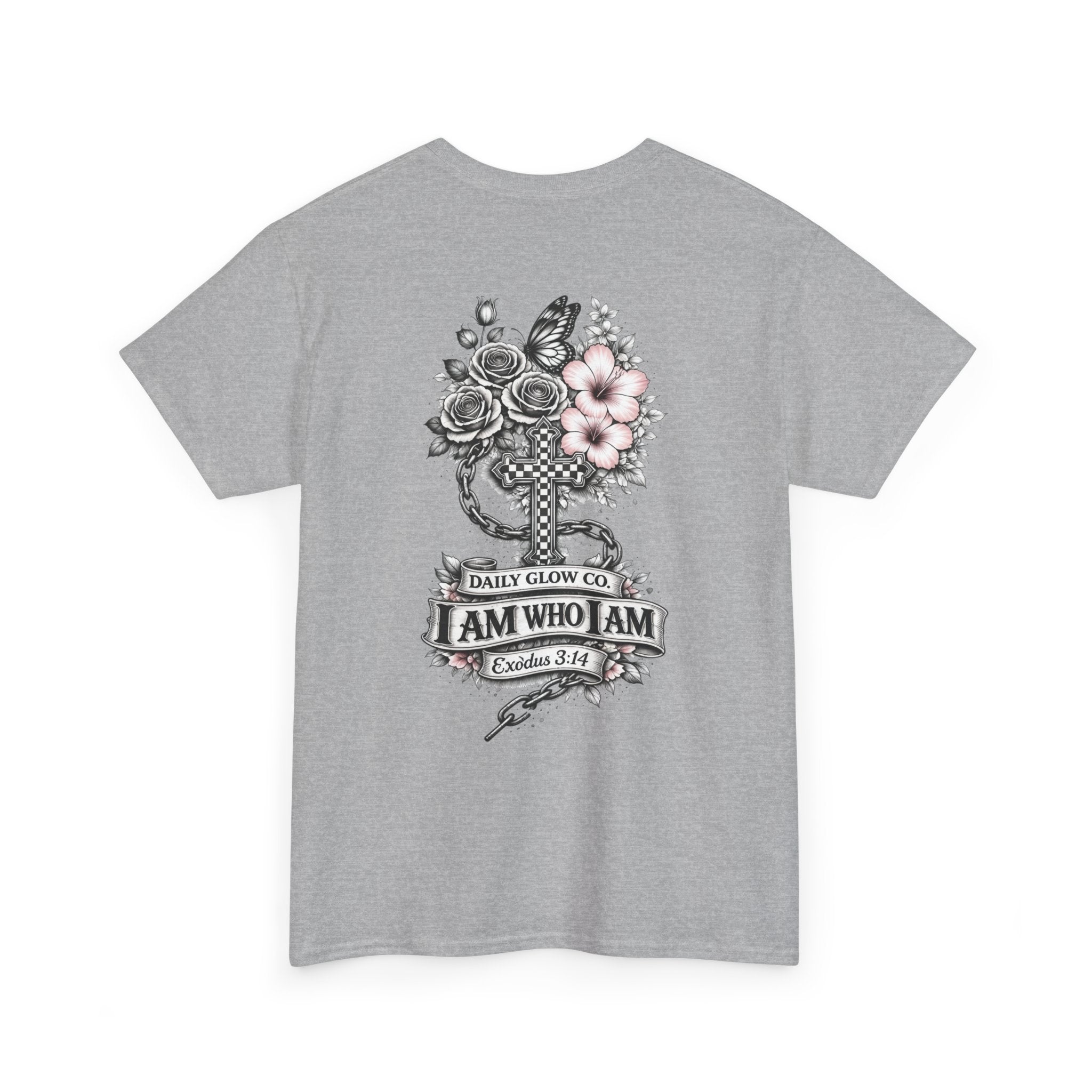 I Am Who I Am Cross Floral T‑Shirt — Inspirational Christian Tee (Exodus 3:14)