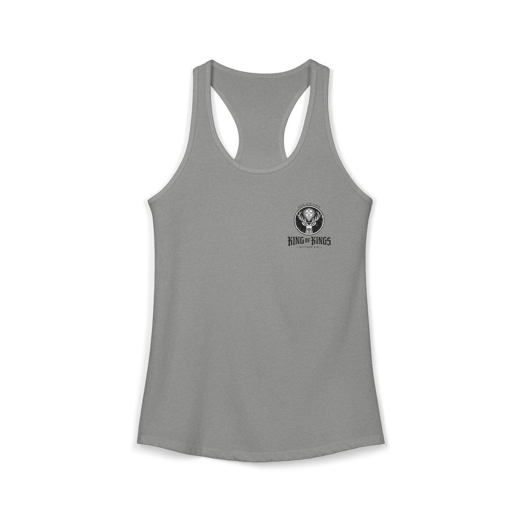 King of Kings Deer Cross Tank — Women's Racerback Faith Graphic Tank