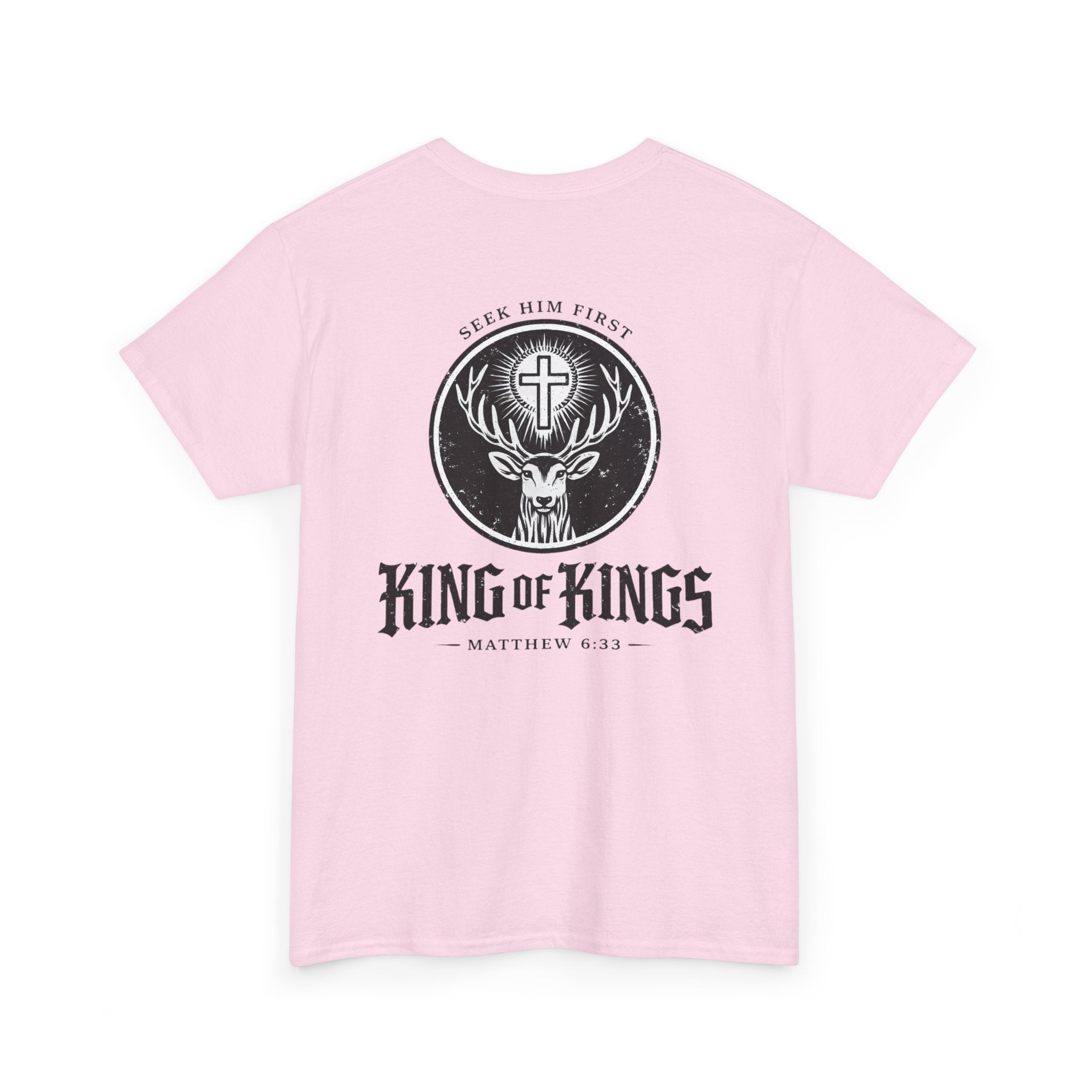 T-Shirt — "King of Kings" Christian Deer Cross Graphic Tee