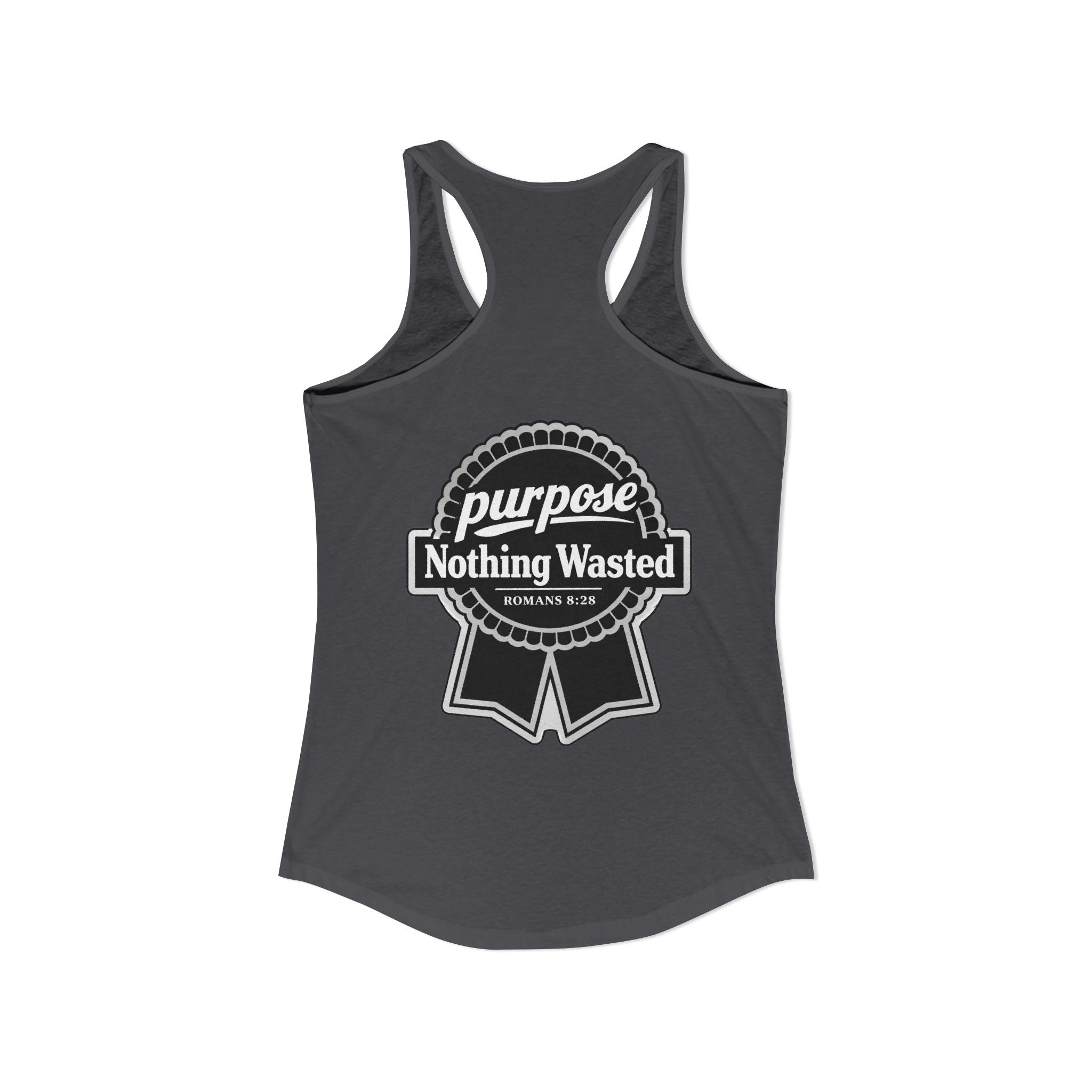Christian Faith Script Racerback Tank — Purpose "Nothing Wasted" Badge Design