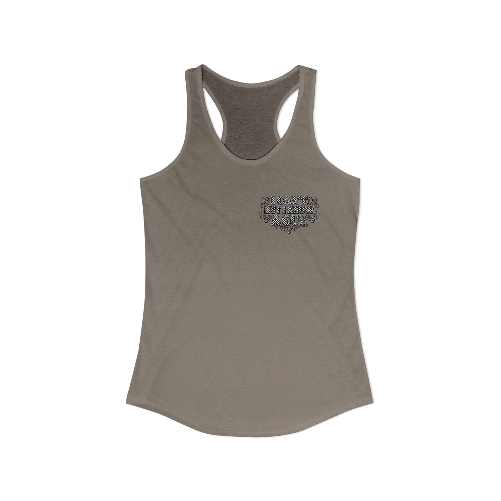 I Can't But I Know A Guy Checkered Graphic Tank — Christian Faith Racerback Tank