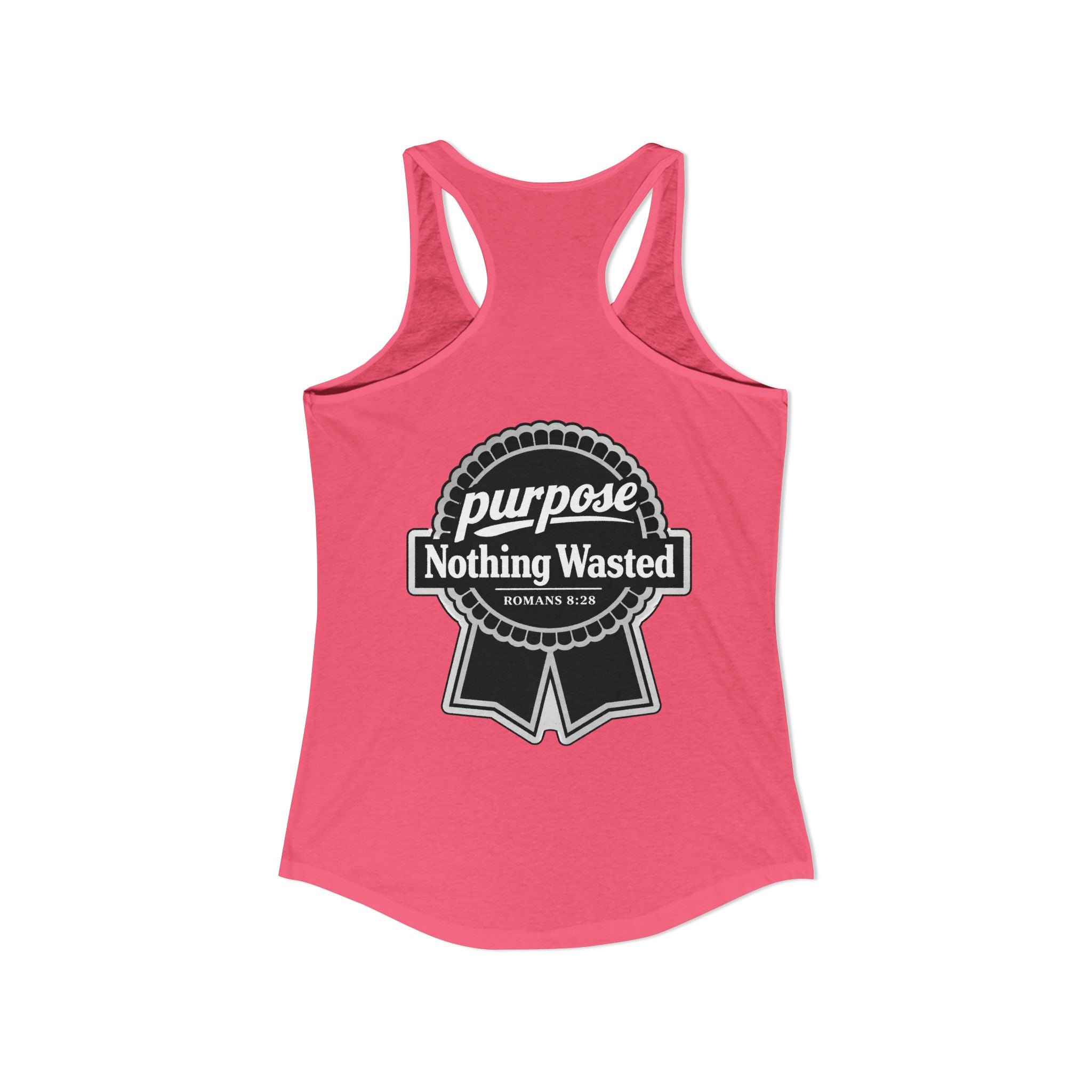 Christian Faith Script Racerback Tank — Purpose "Nothing Wasted" Badge Design