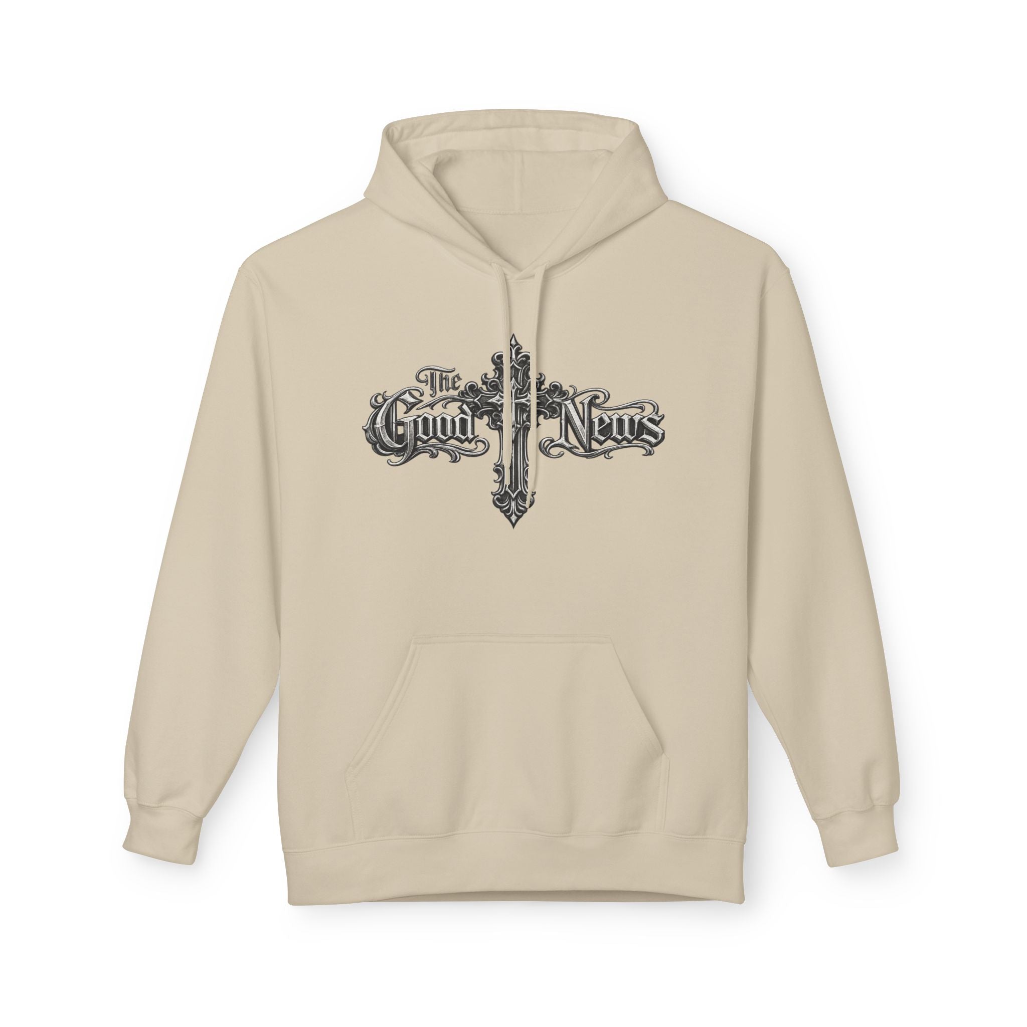 The Good News Cross Hoodie | Ornate Gothic Cross Hooded Sweatshirt