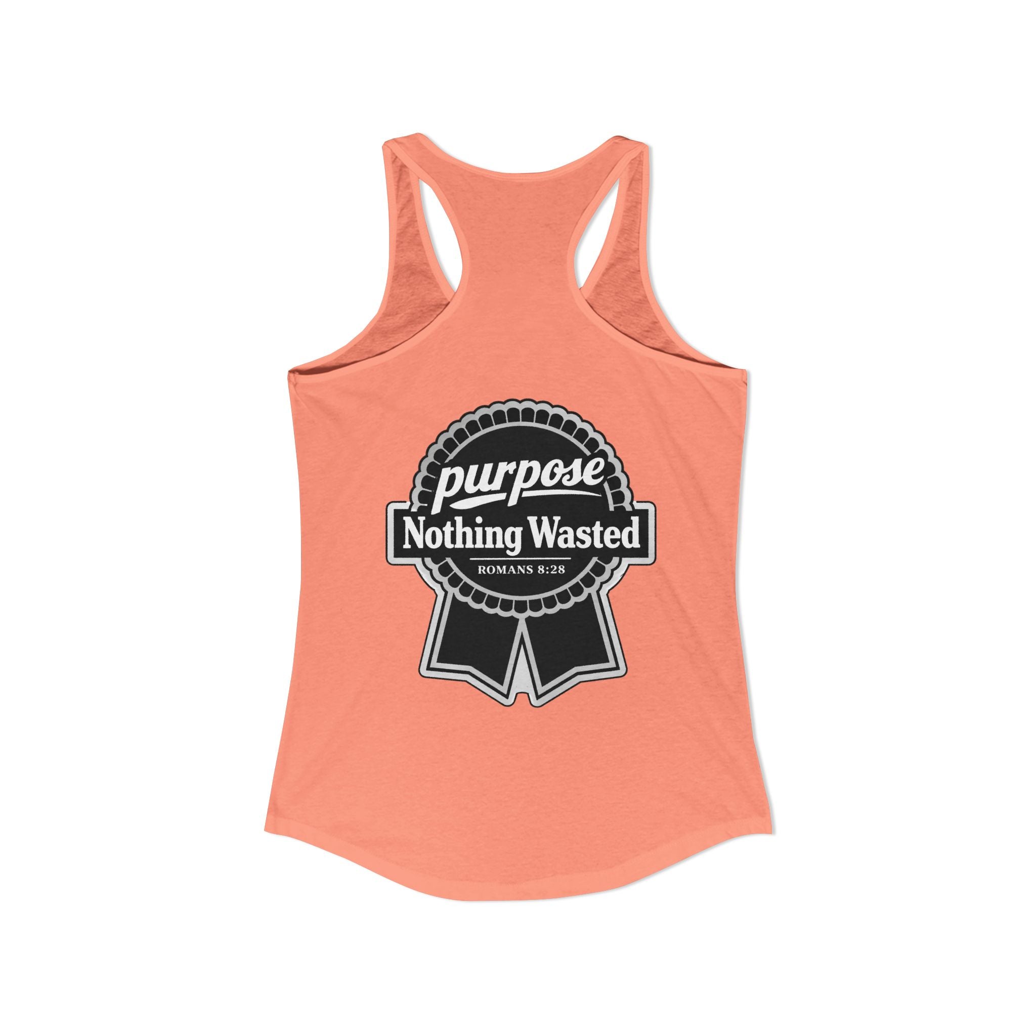 Christian Faith Script Racerback Tank — Purpose "Nothing Wasted" Badge Design