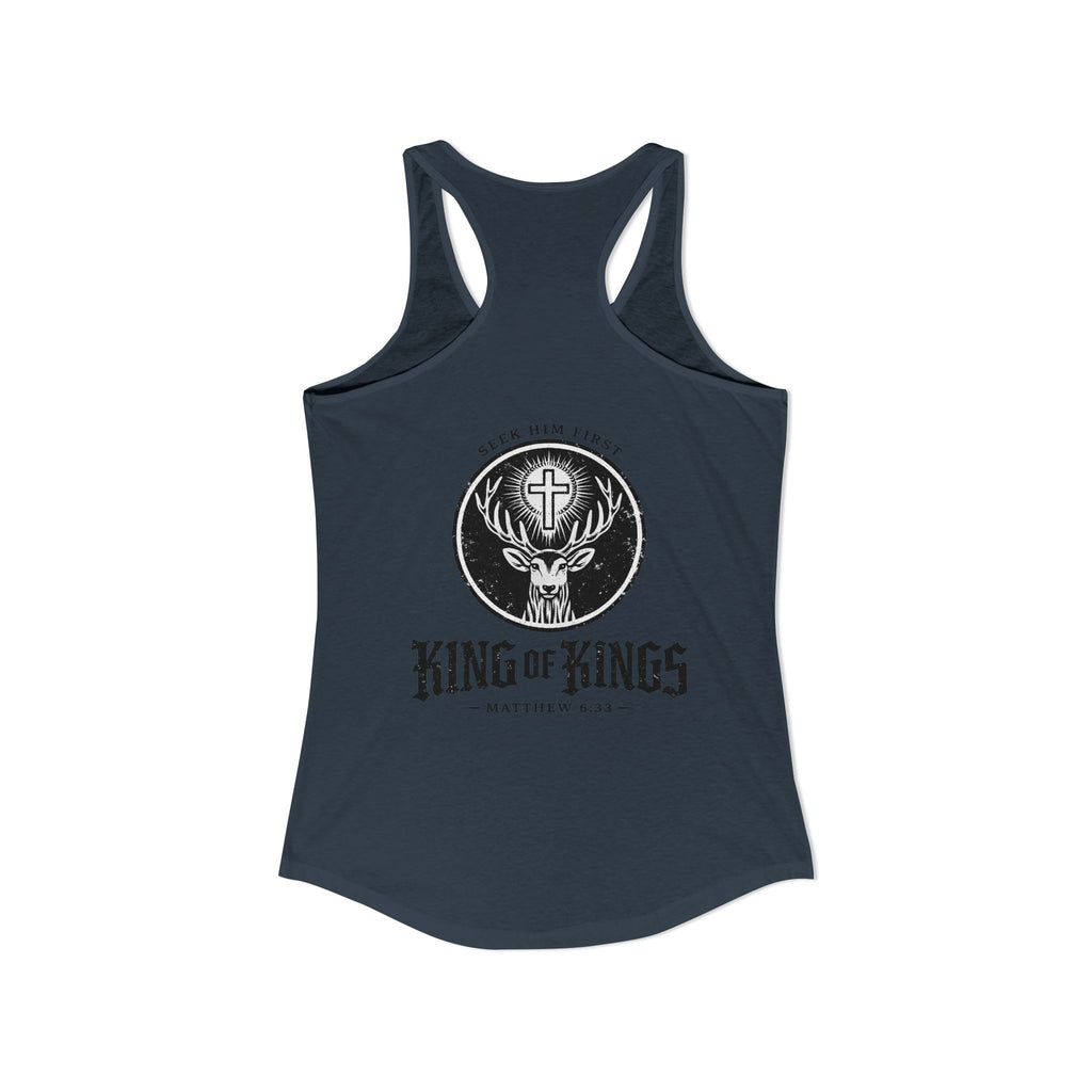 King of Kings Deer Cross Tank — Women's Racerback Faith Graphic Tank