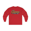 Chosen Leopard Script Christian Streetwear Long Sleeve Tee | Retro Cheetah Print Cross Long Sleeve Tee