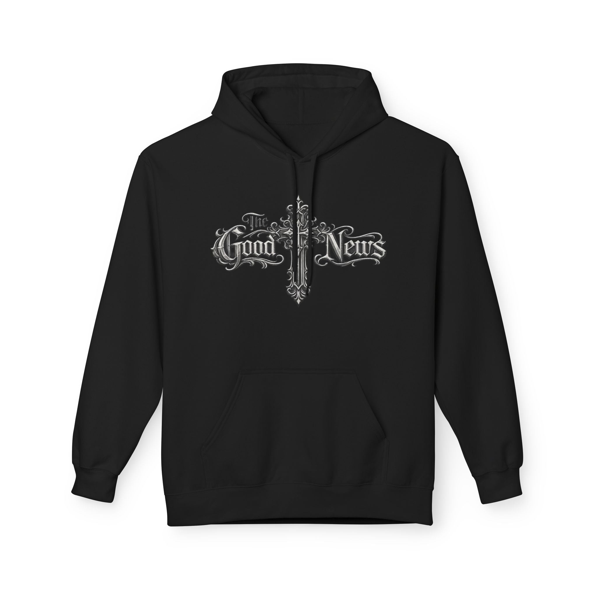 The Good News Cross Hoodie | Ornate Gothic Cross Hooded Sweatshirt
