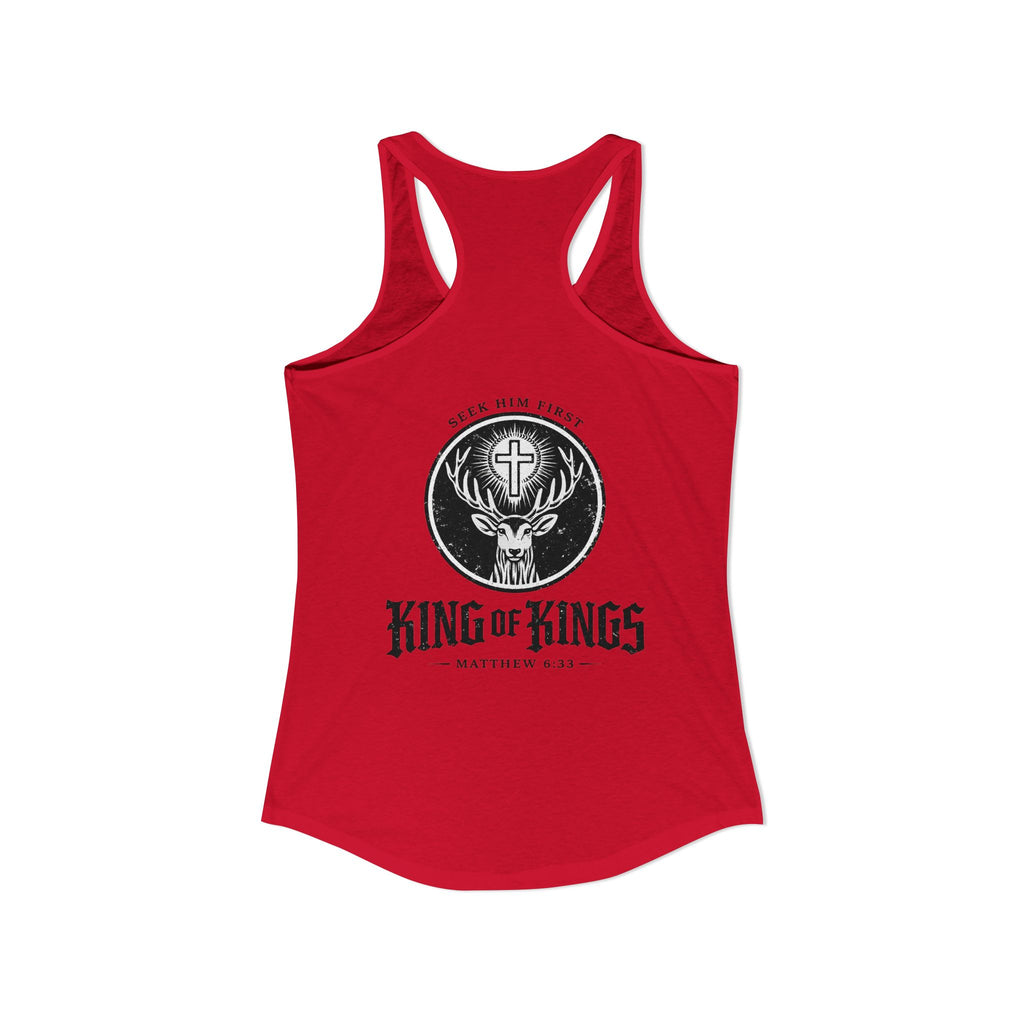 King of Kings Deer Cross Tank — Women's Racerback Faith Graphic Tank