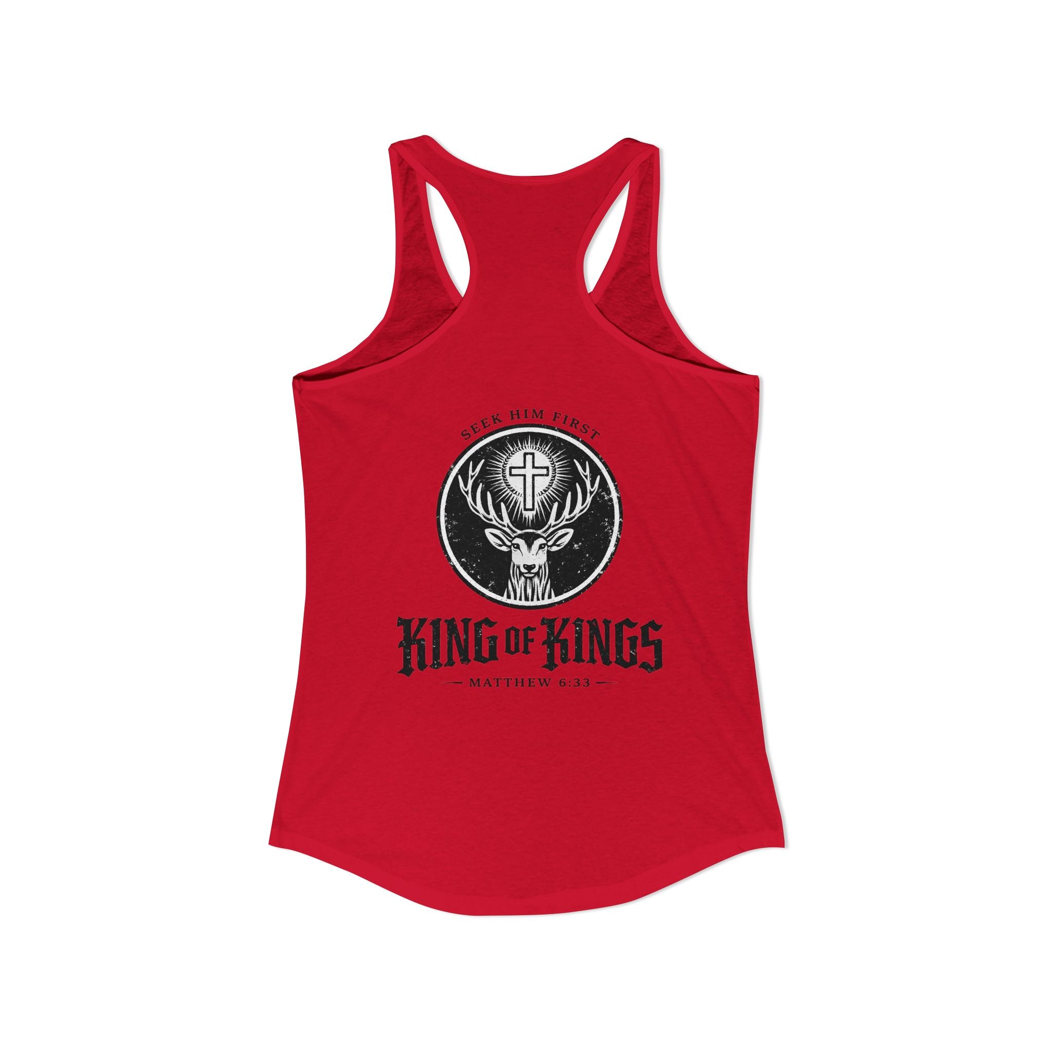 King of Kings Deer Cross Tank — Women's Racerback Faith Graphic Tank